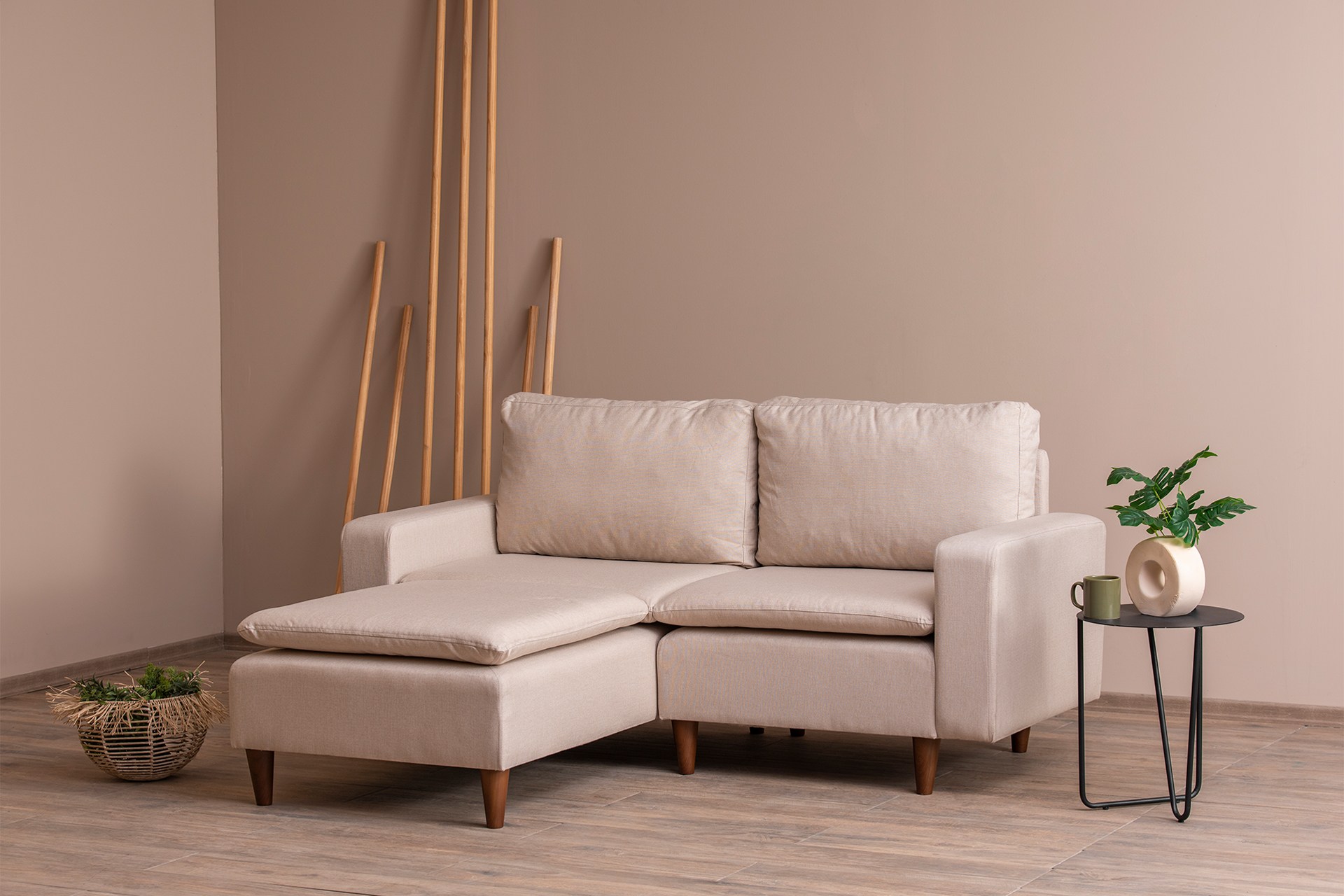 Lungo Mini Ecksofa Creme