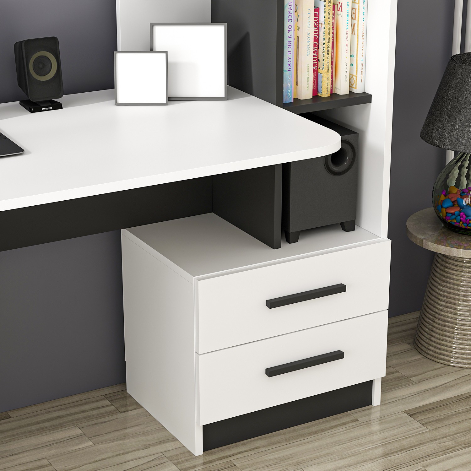 Alaska Desk Wood Veneer White Black