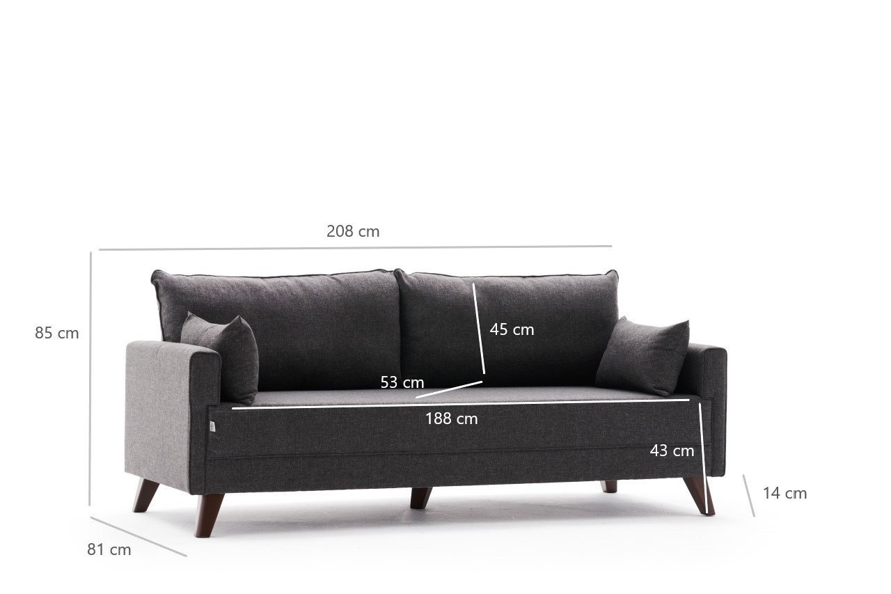 Bella Sofa 3-Sitzer Anthrazit