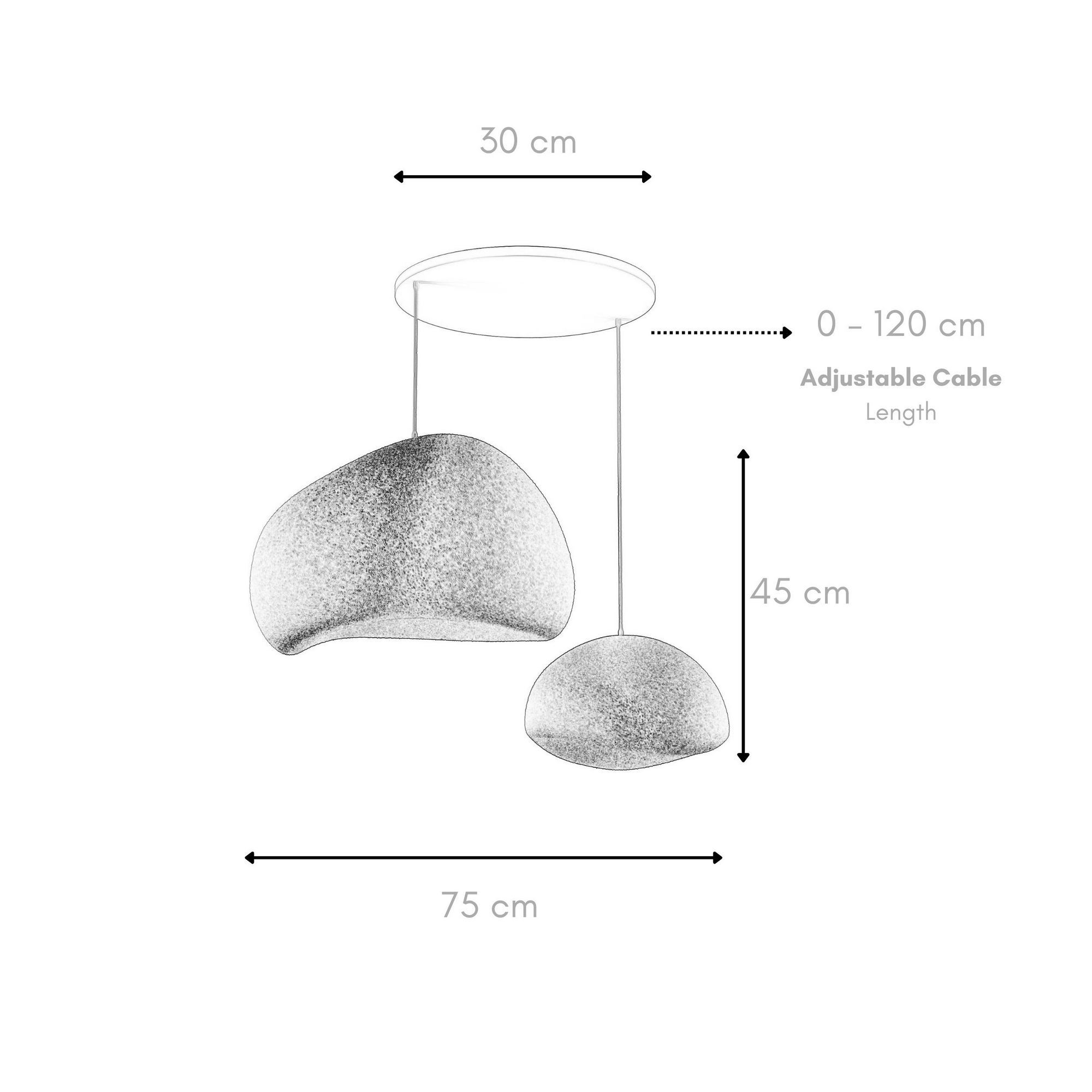 2-Flammig Wabi Sabi Rawbends Pendelleuchte Beton Grau