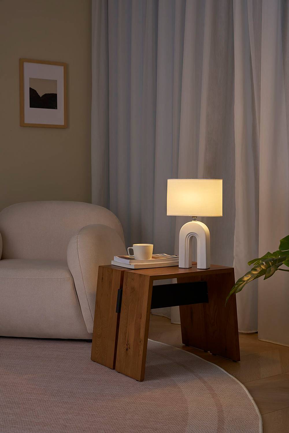 Glow Of Purity Tischleuchte Keramik Beige 1-flammig