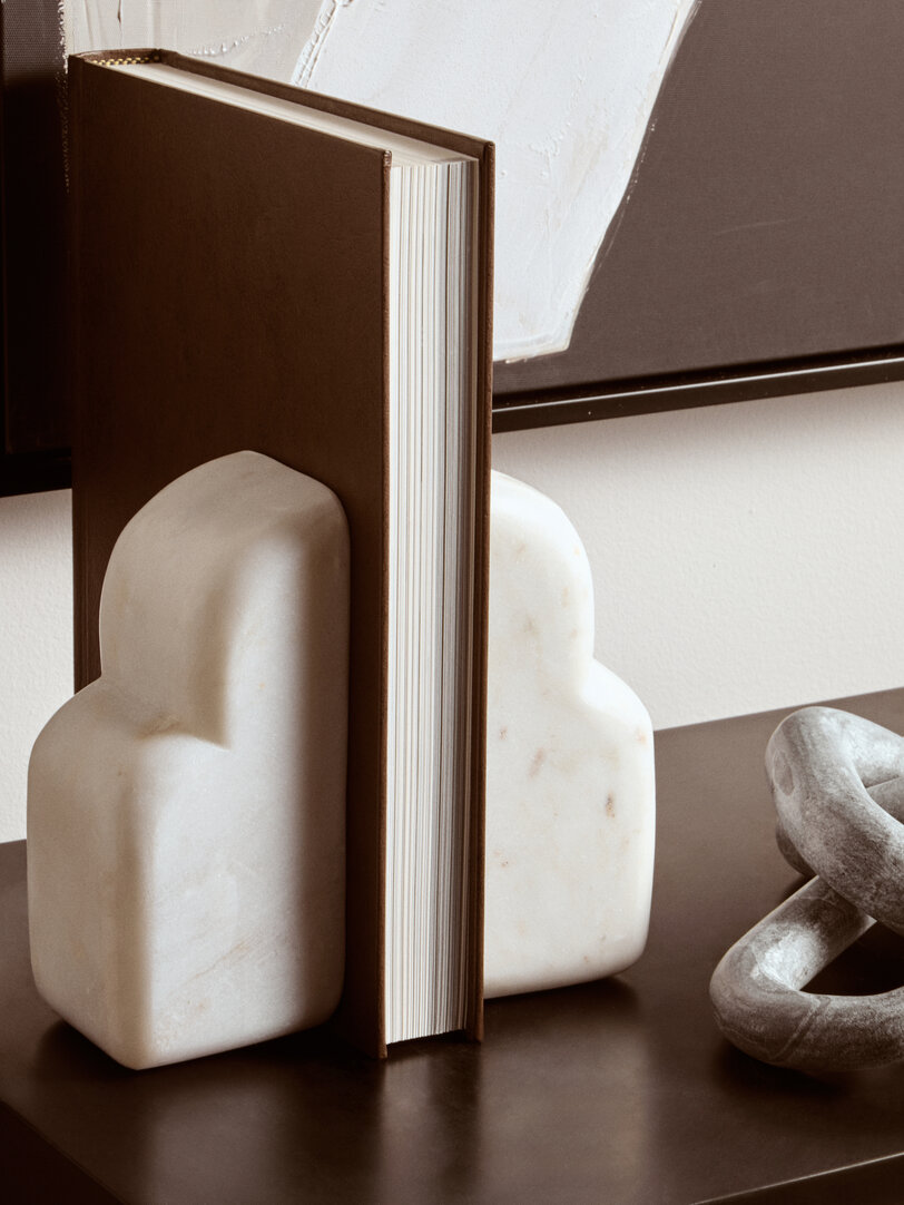 2x Savio Bookends Marble White