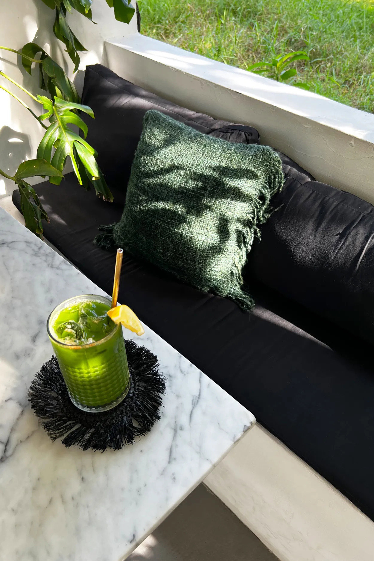 Fringe Rafia Sottobicchiere Nero