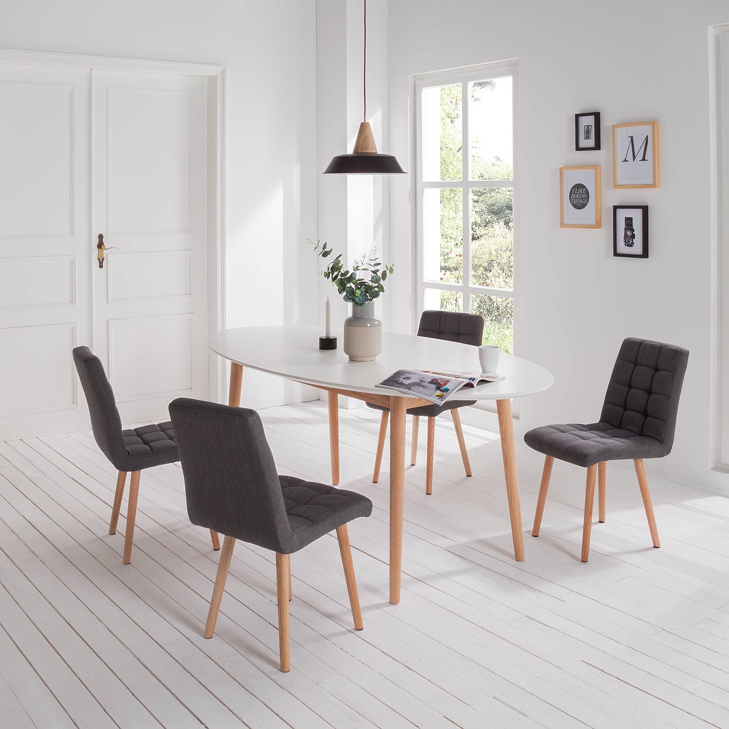 2x Doskie I Armchair Fabric Oak Dark Grey