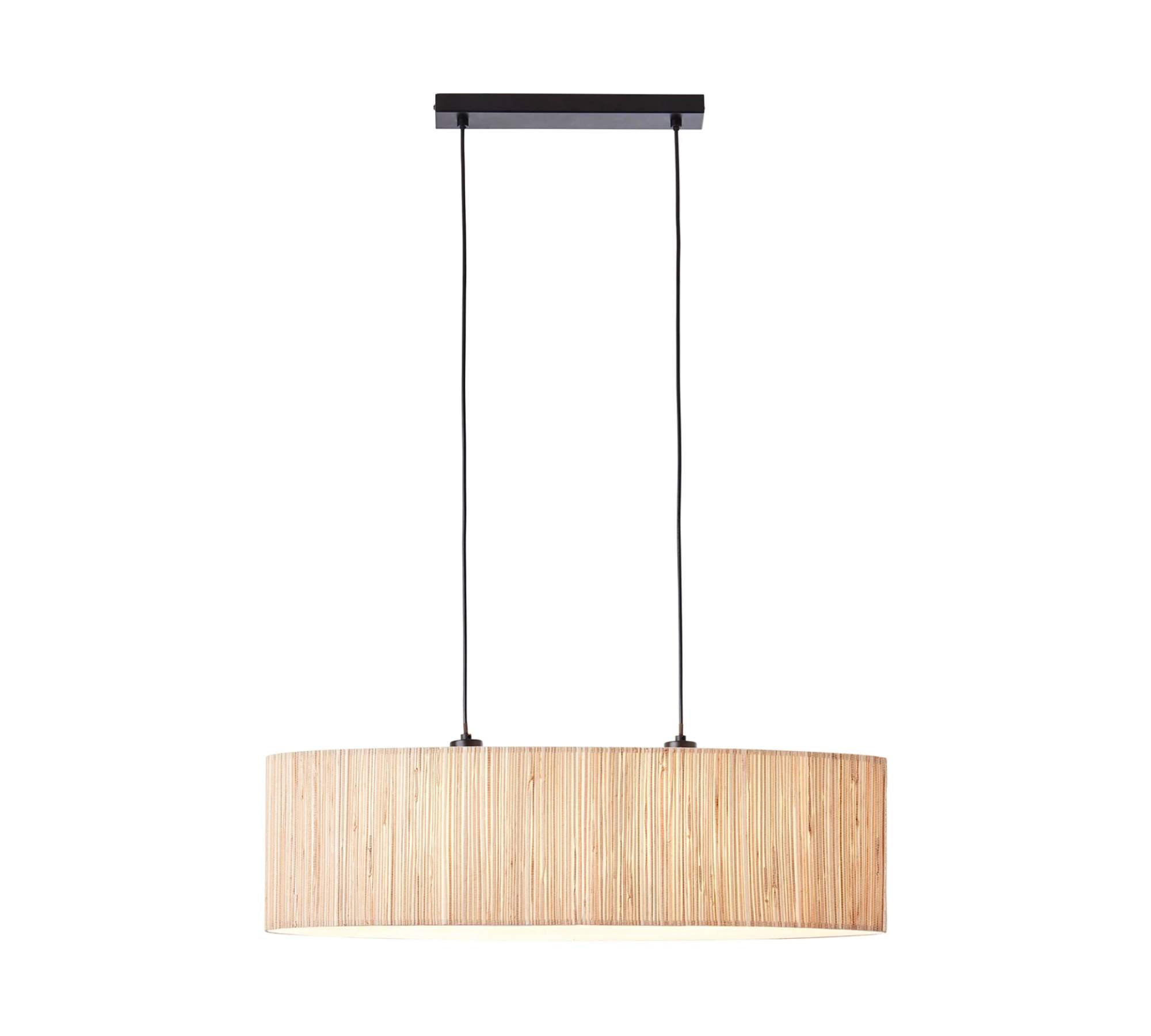 2-flame pendant light natural fiber steel light brown