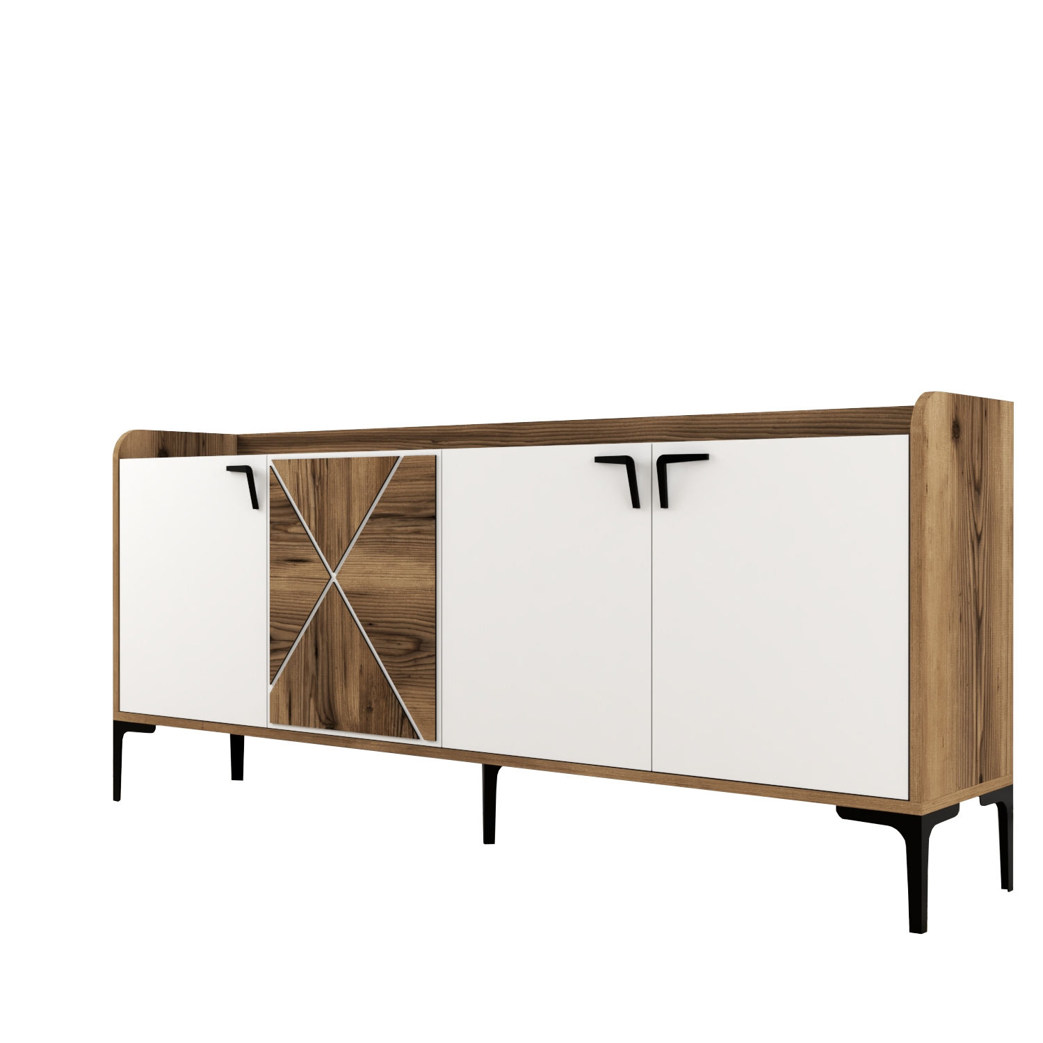 Venedik Sideboard Walnussbraun Weiß