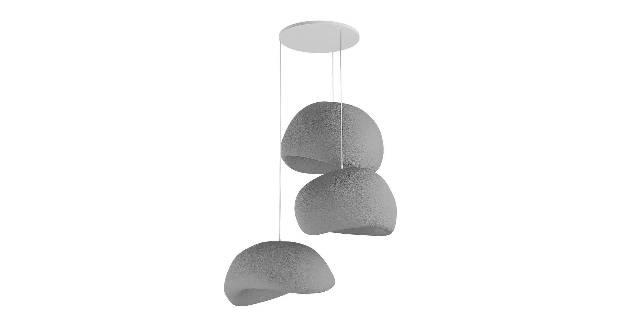 3-Flammig Wabi Sabi Shibumi Orbs Pendelleuchte Beton Grau