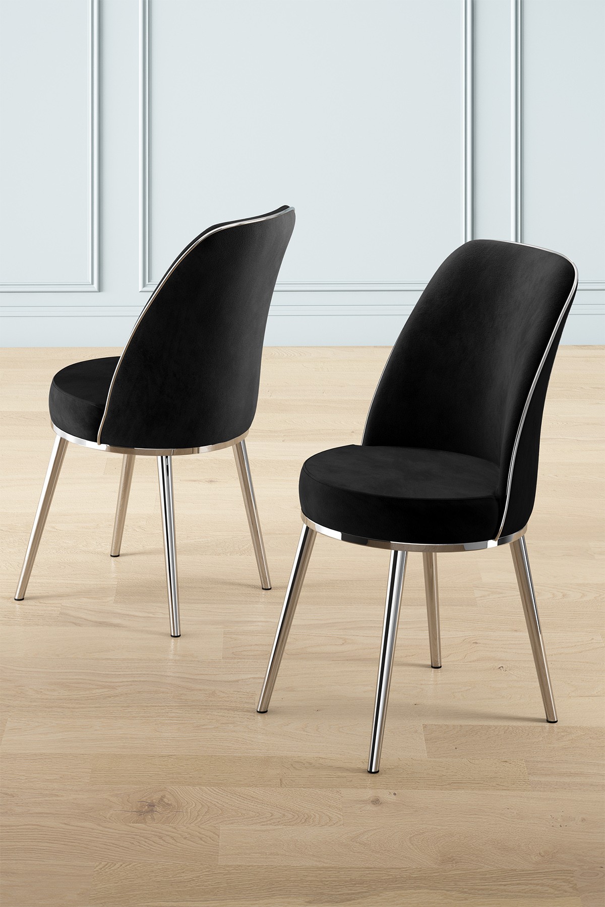 2x Pefa Chair Set Black and Chrome