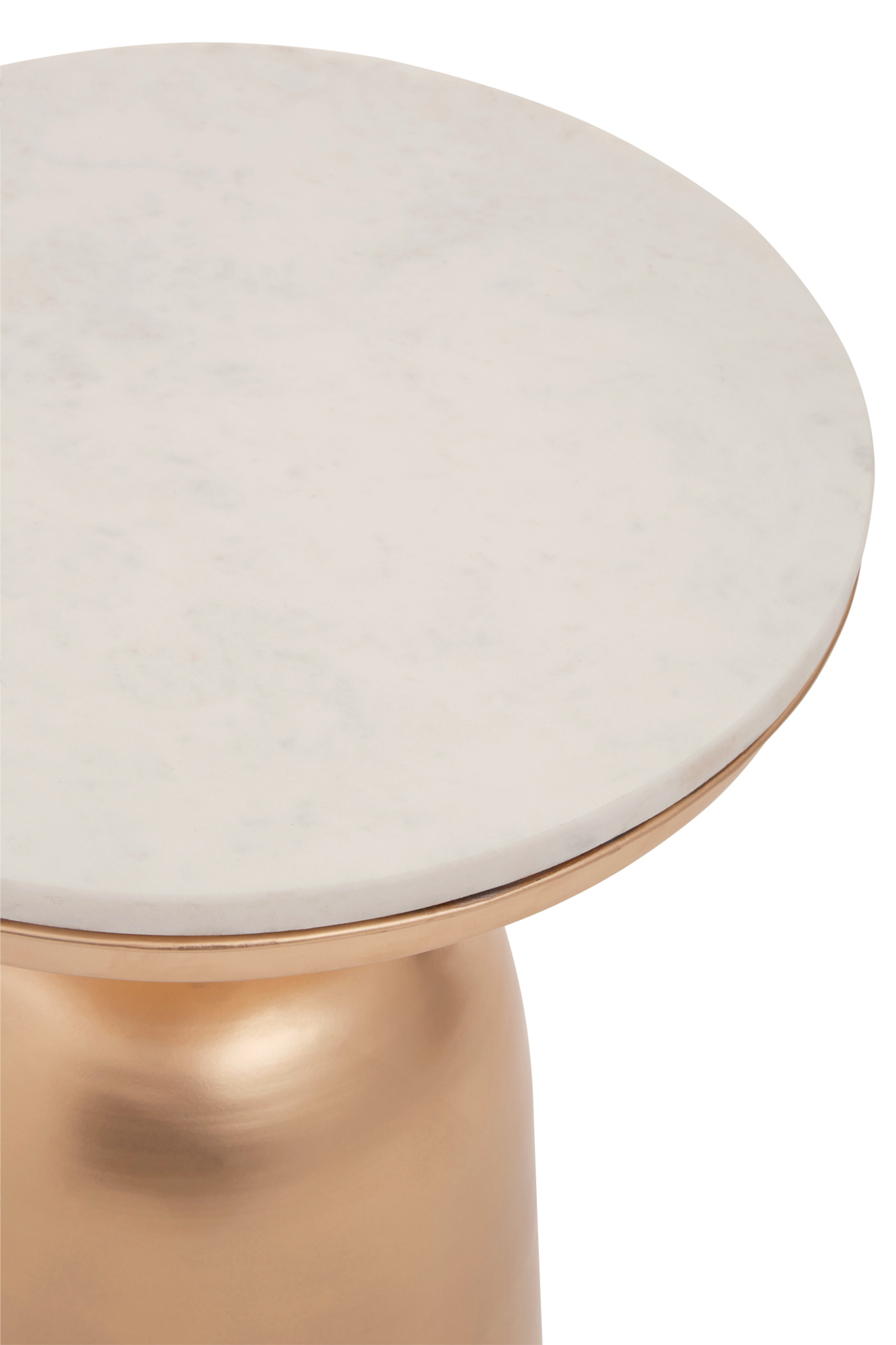 Amira White Marble Top Gold Base Beistelltisch
