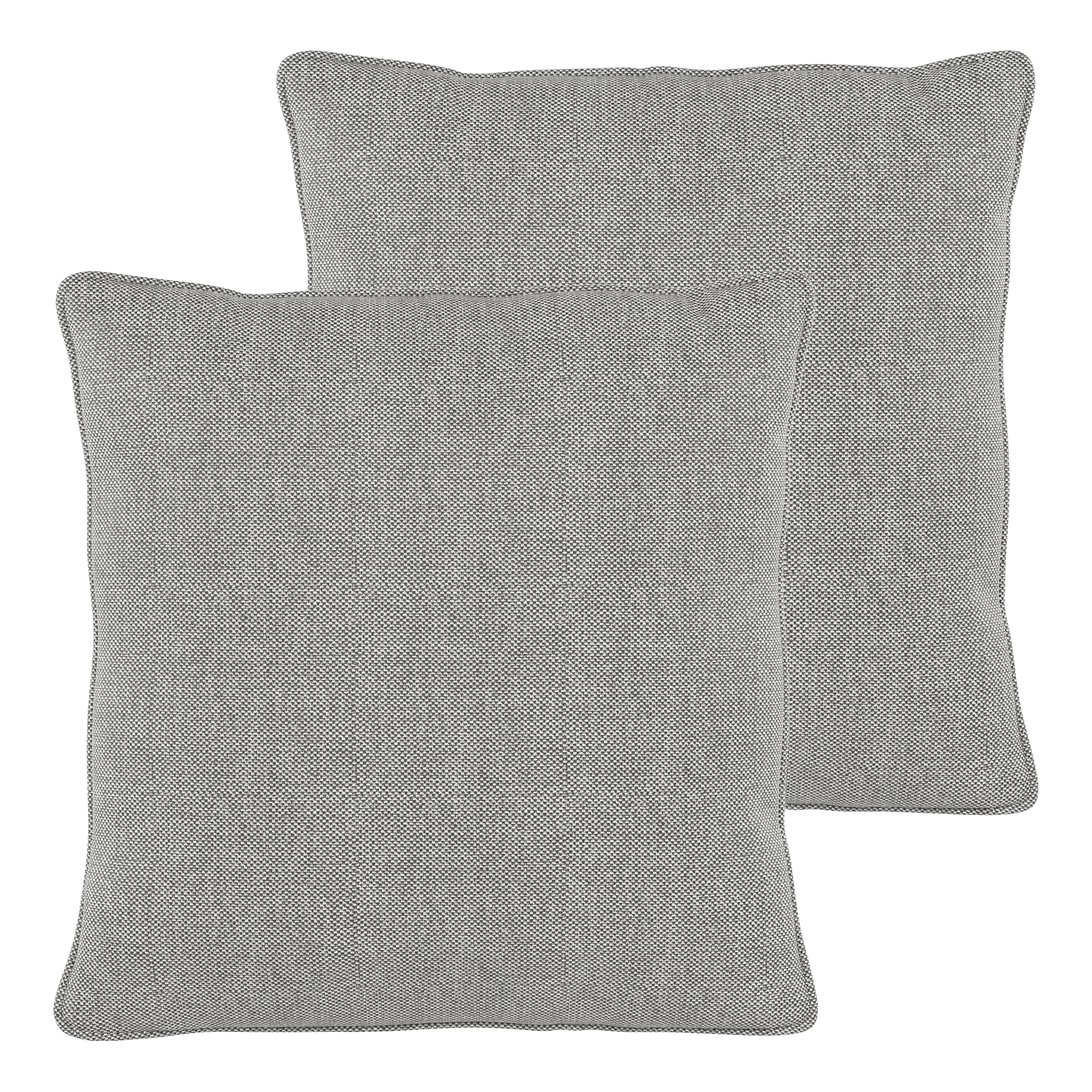 2x Hudson Lounge Cushion Set Woven Fabric Saia Light Grey 75x75x17cm