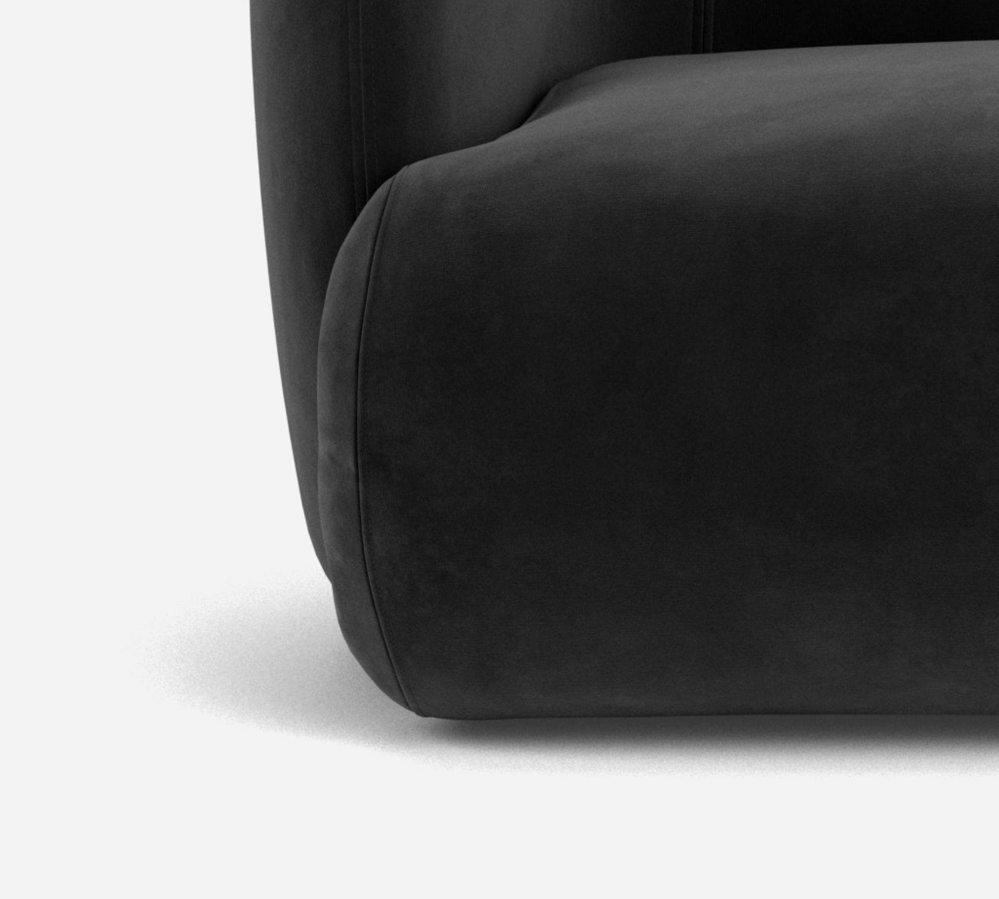 Award-Winning Paula 3-Sitzer Sofa Velour Matt Dark Grey