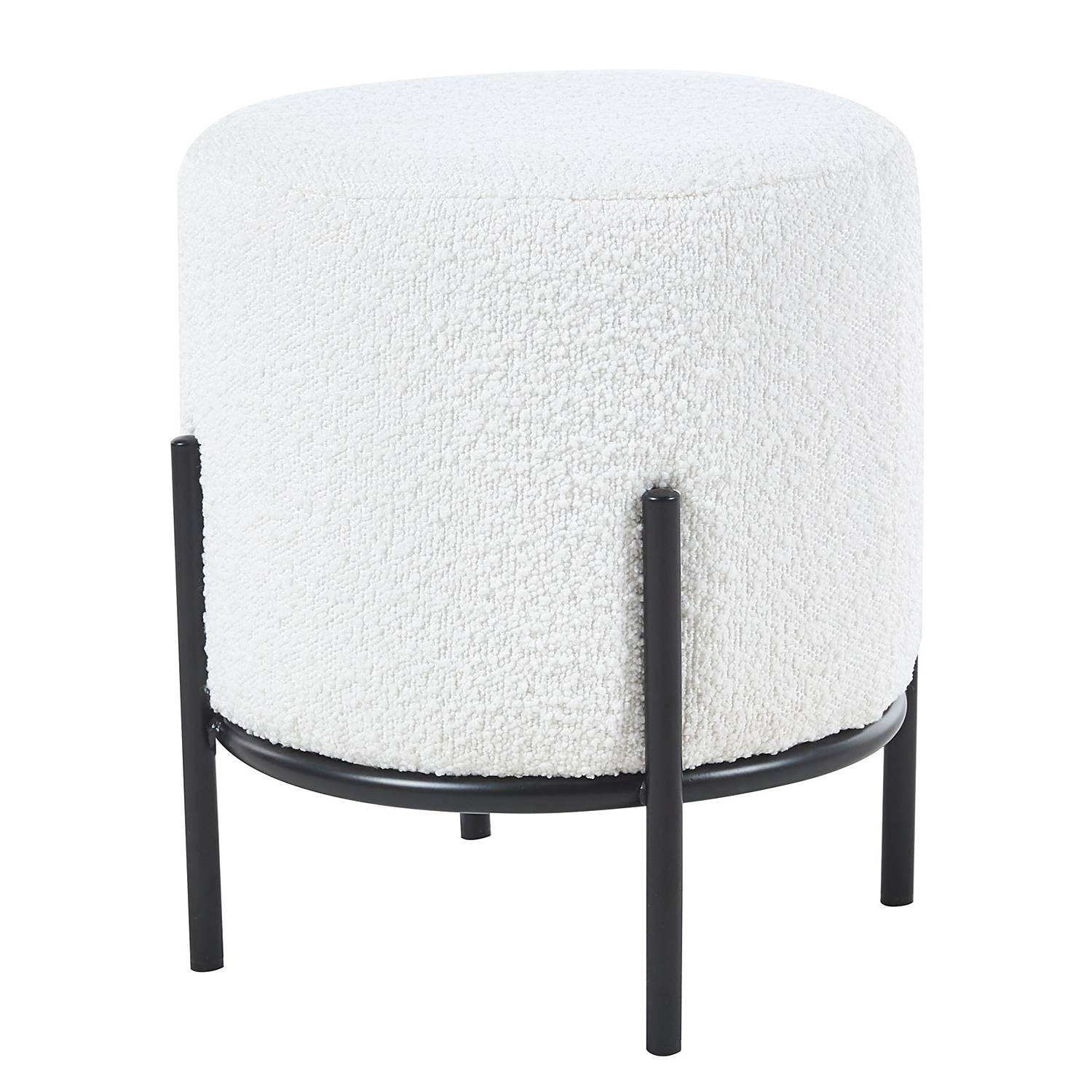 Upholstered stool Bumyra Bouclé White