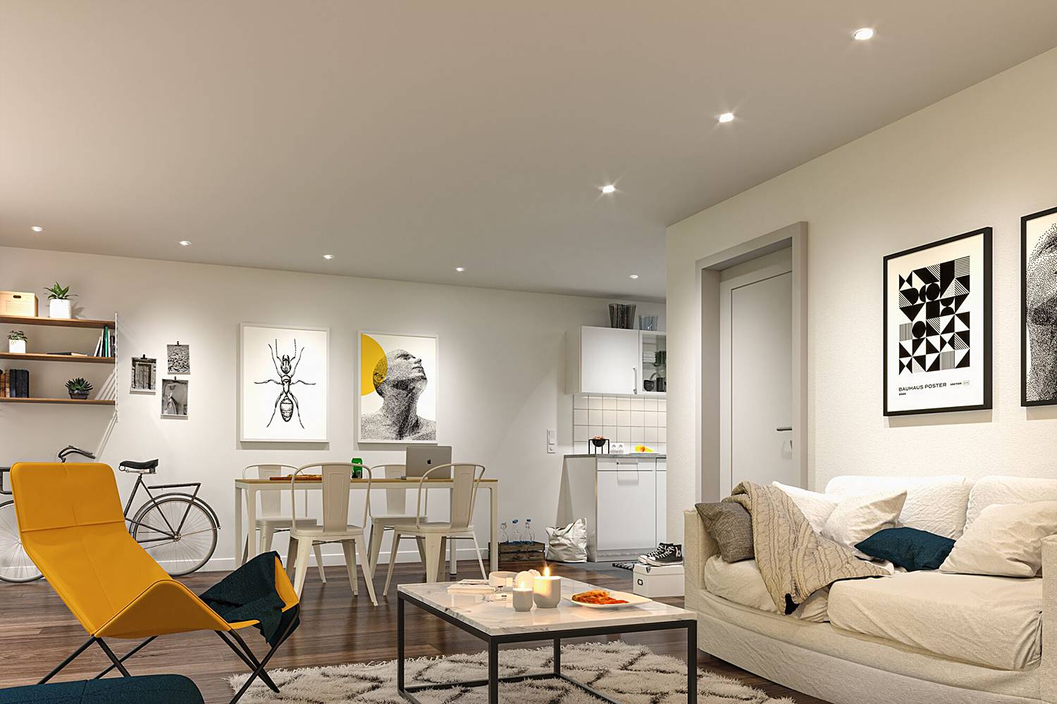 3x LED-Einbauleuchte Coin Dimmbar Weiß