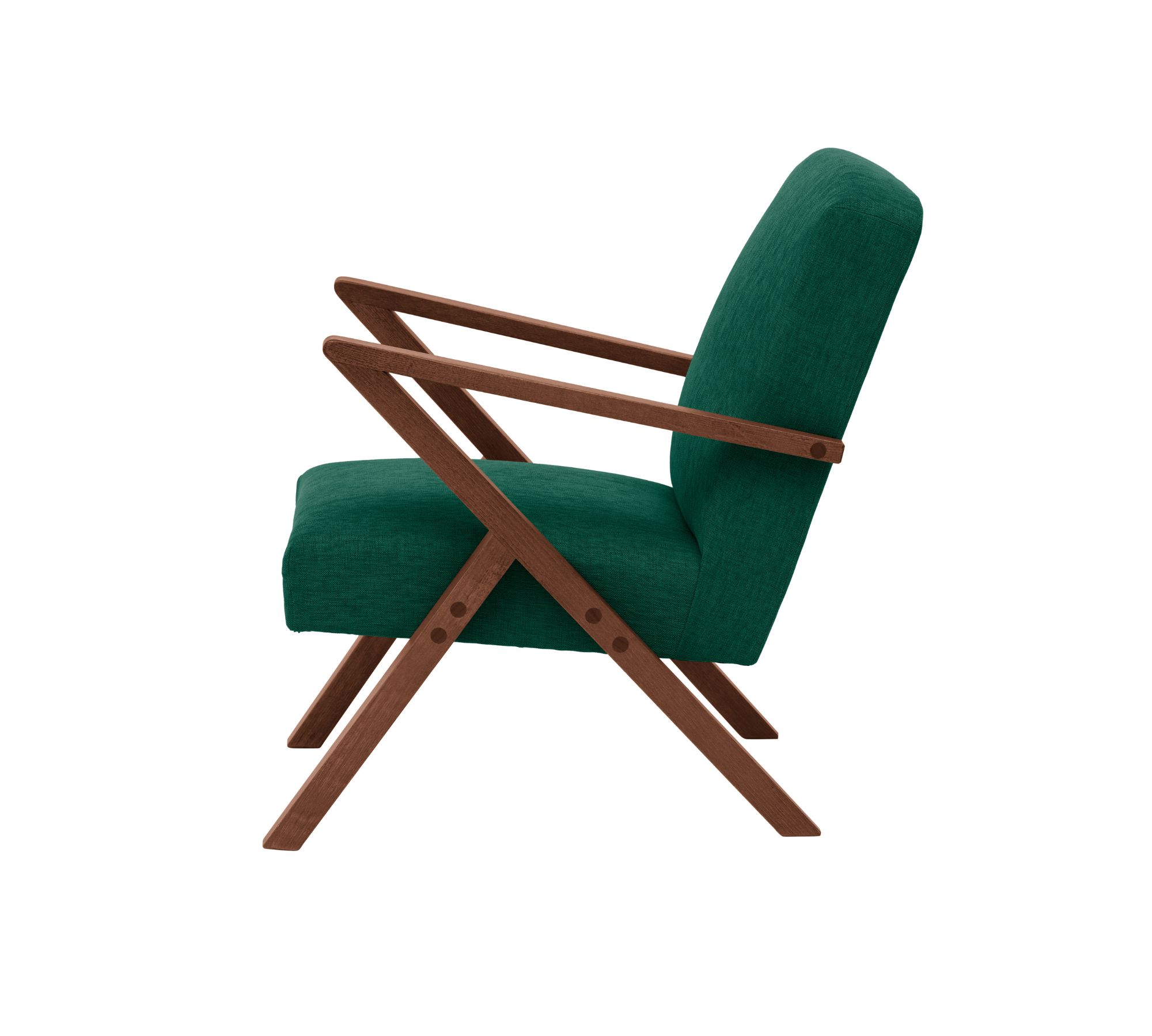 Retrostar Sessel New Life Nussbaum Beizung Opalgrün