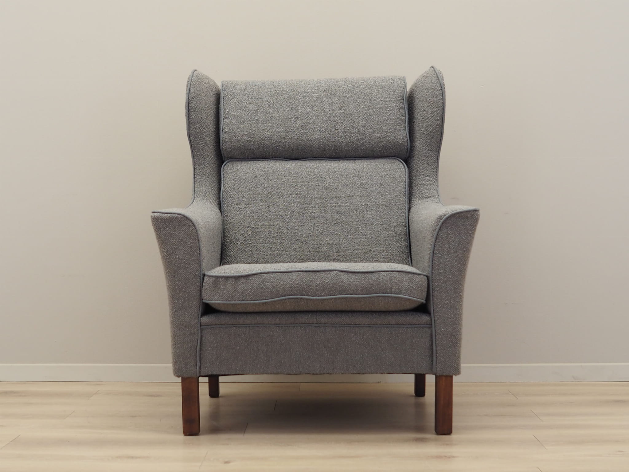 Vintage armchair beech wood textile grey 1970s