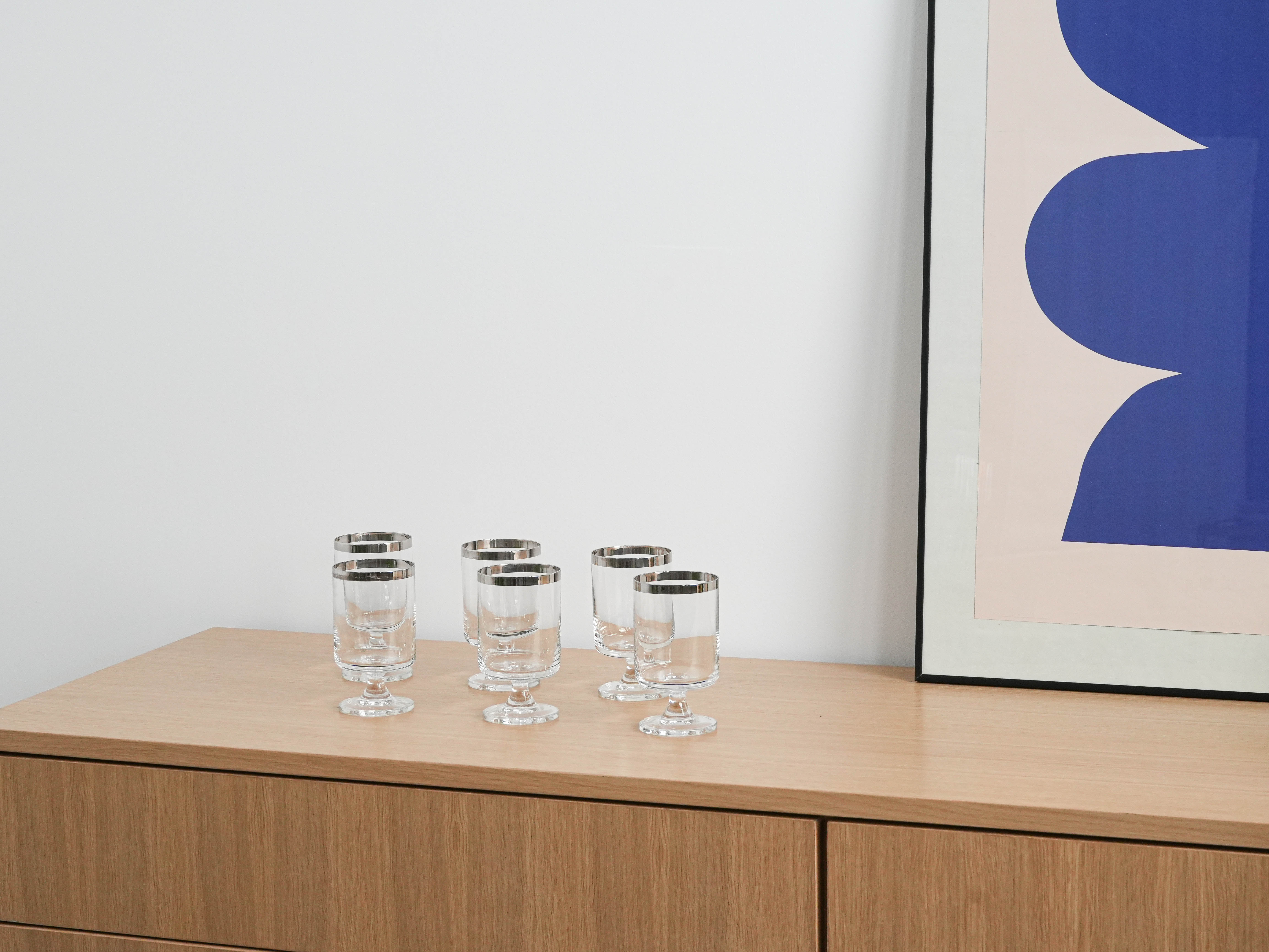 Set di bicchieri stile Hollywood Regency trasparente  anni '70
