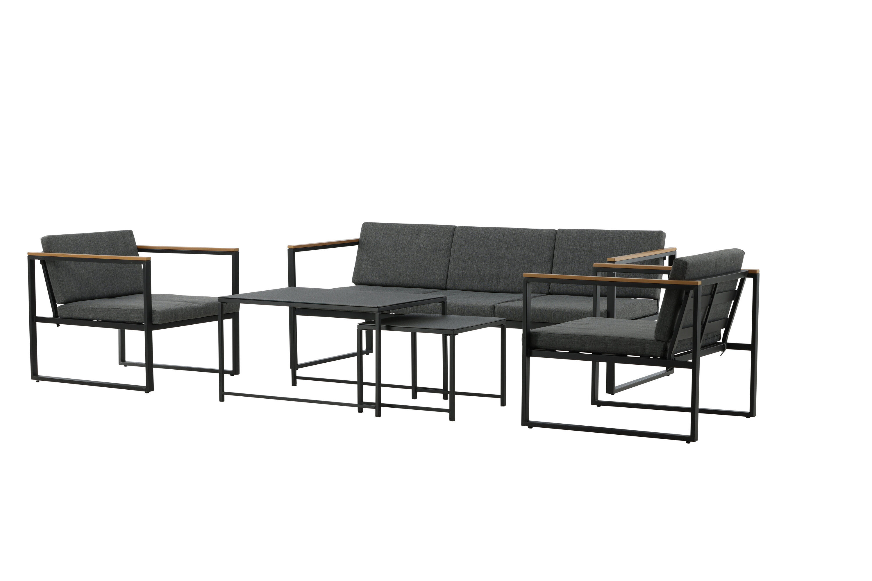 Dakar Sofa Set Steel Textile Grey Black