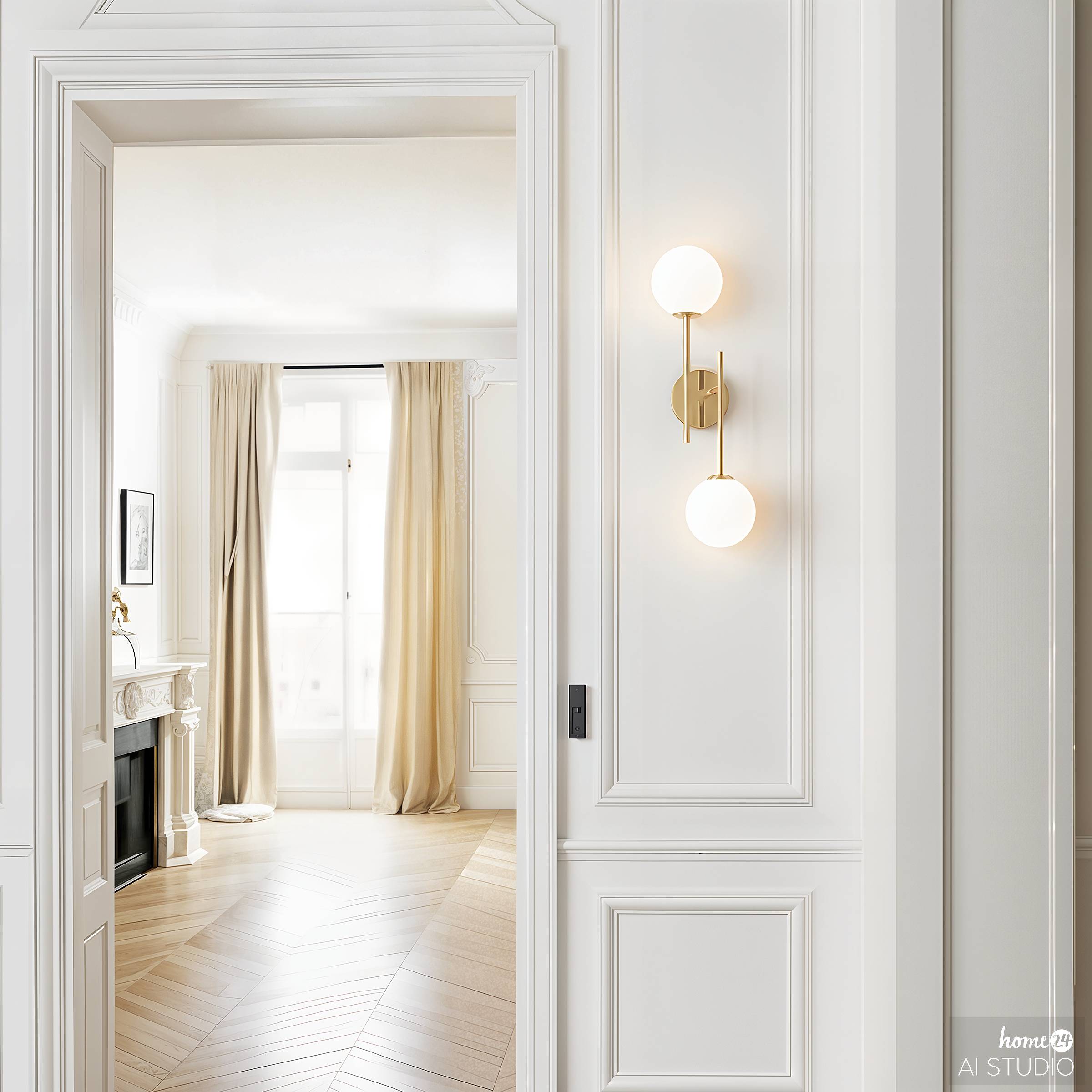 2-Burner Rigi Battery-Powered Wall Light White Gold