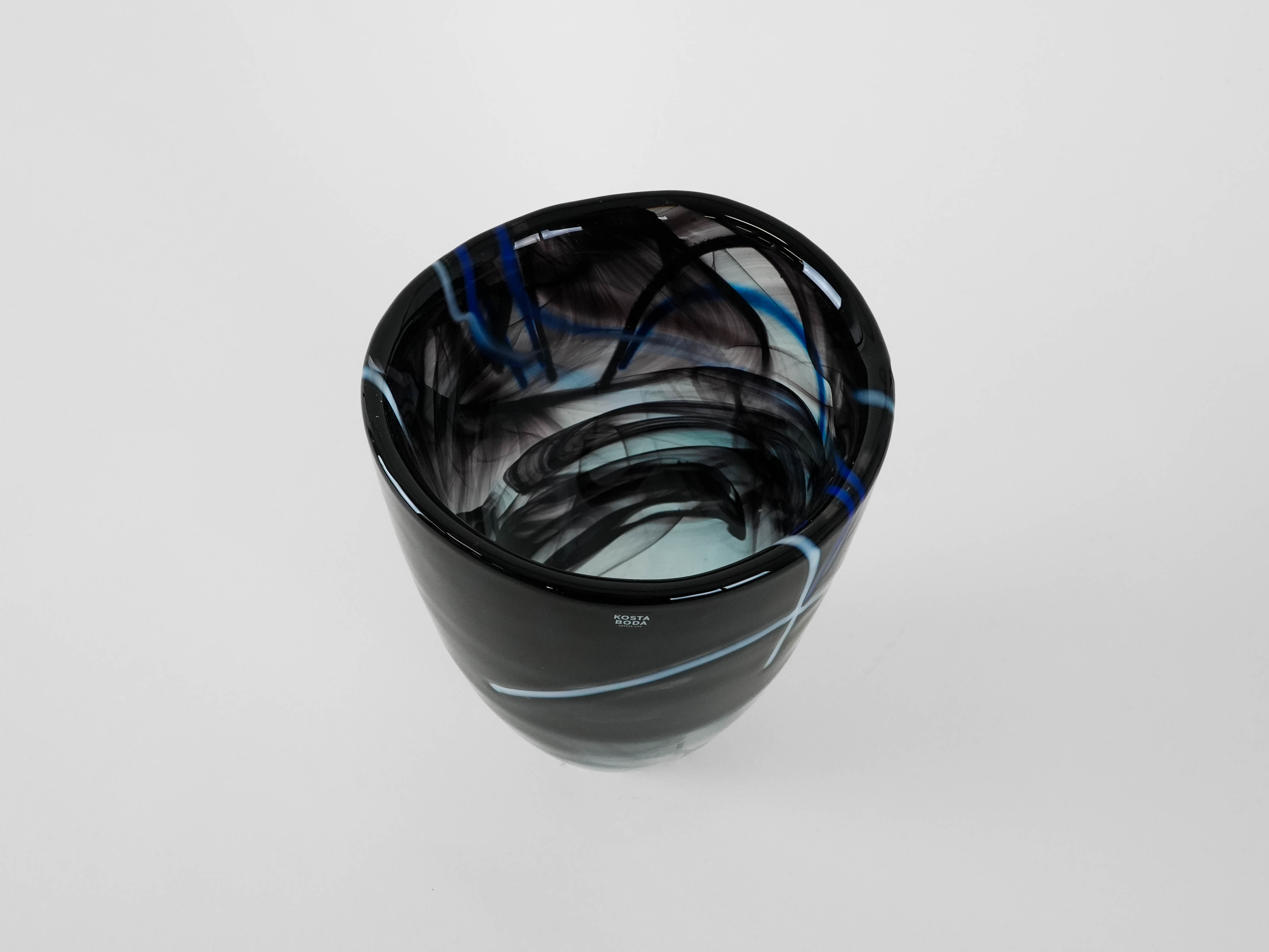 Glass vase Blue 1980s