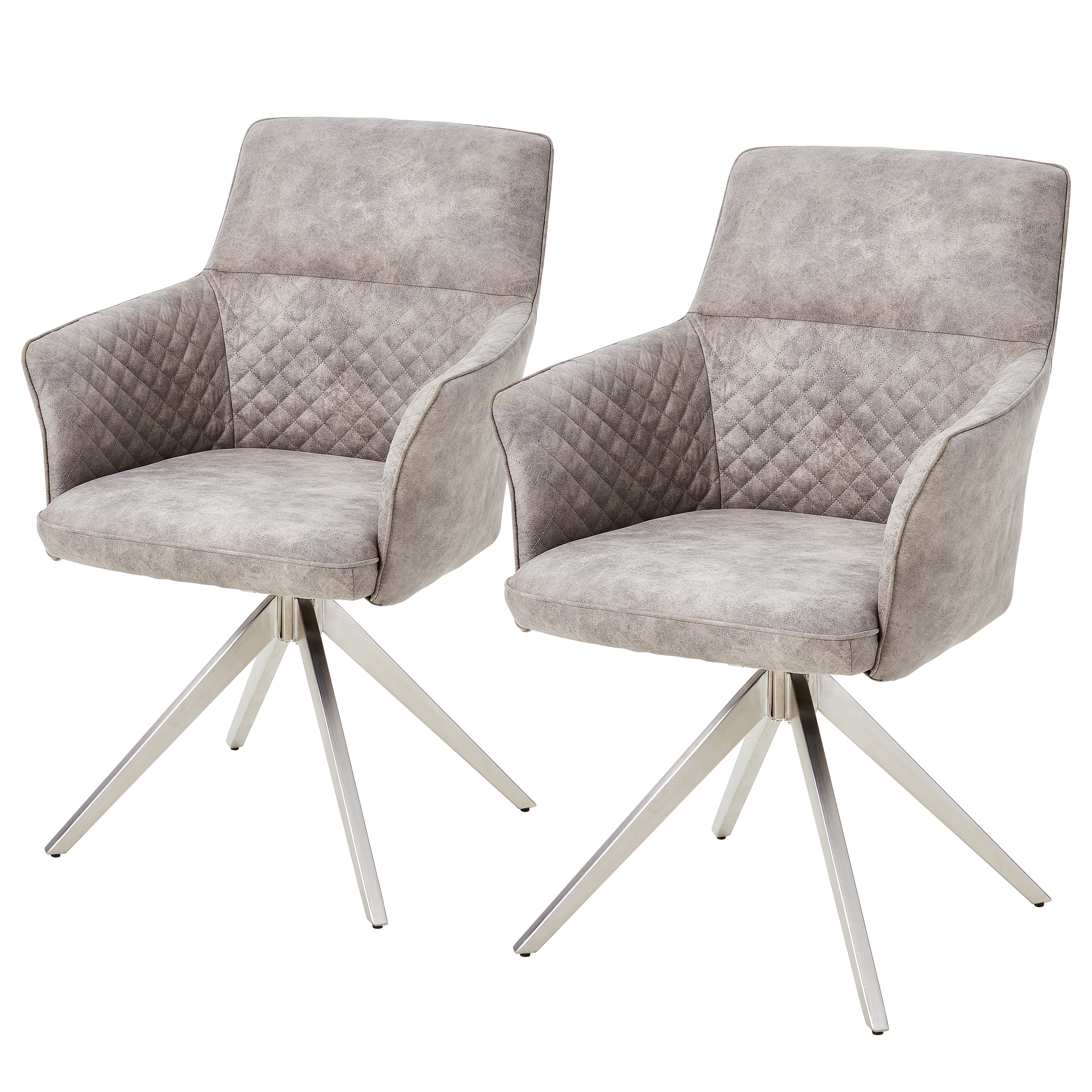 Yevoy Armchair Set of 2 Stainless Steel Gray Silver