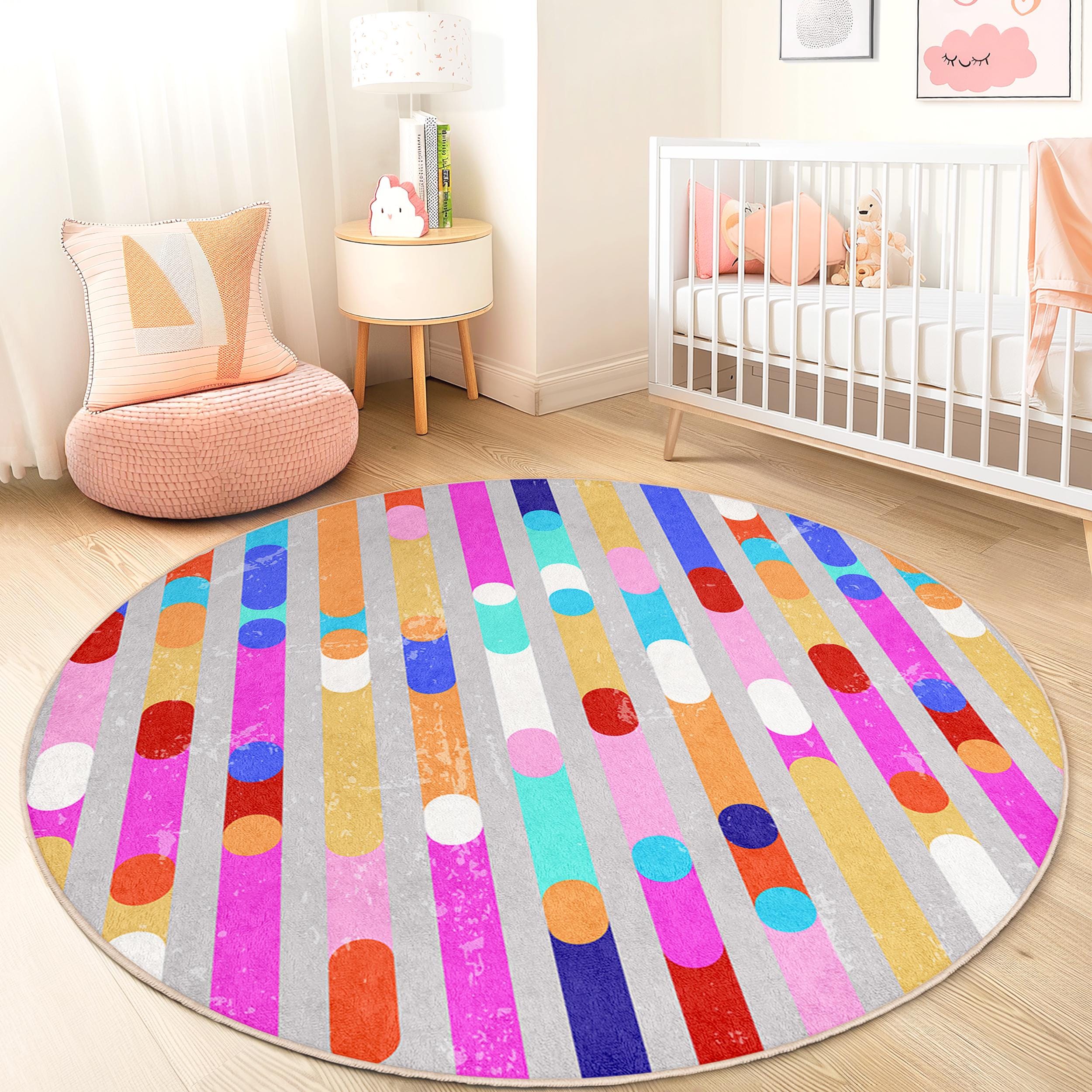 Striped Children's Rug Multicolored Ø180cm