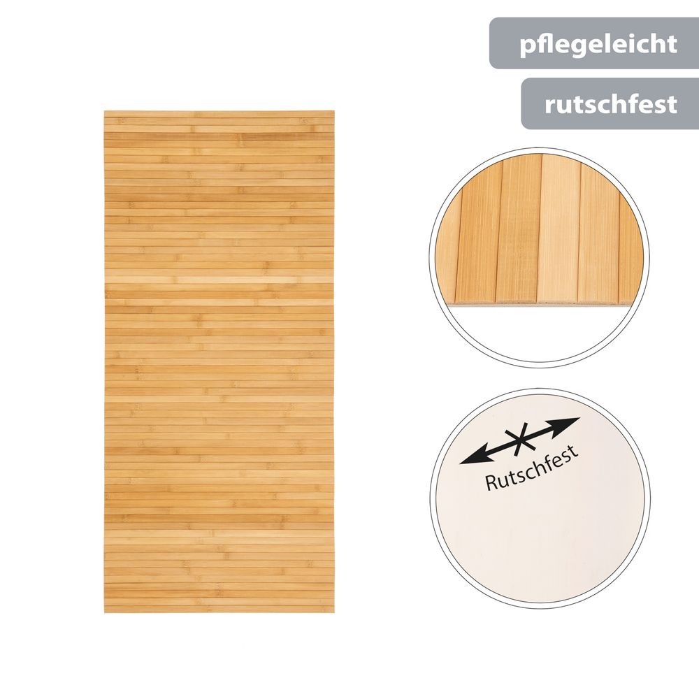 BIANCHERIAWEB Bambus-Teppich Grün 50x230 Cm – Küchenläufer Rutschfest, Fleckenabweisend, Handgefertigt