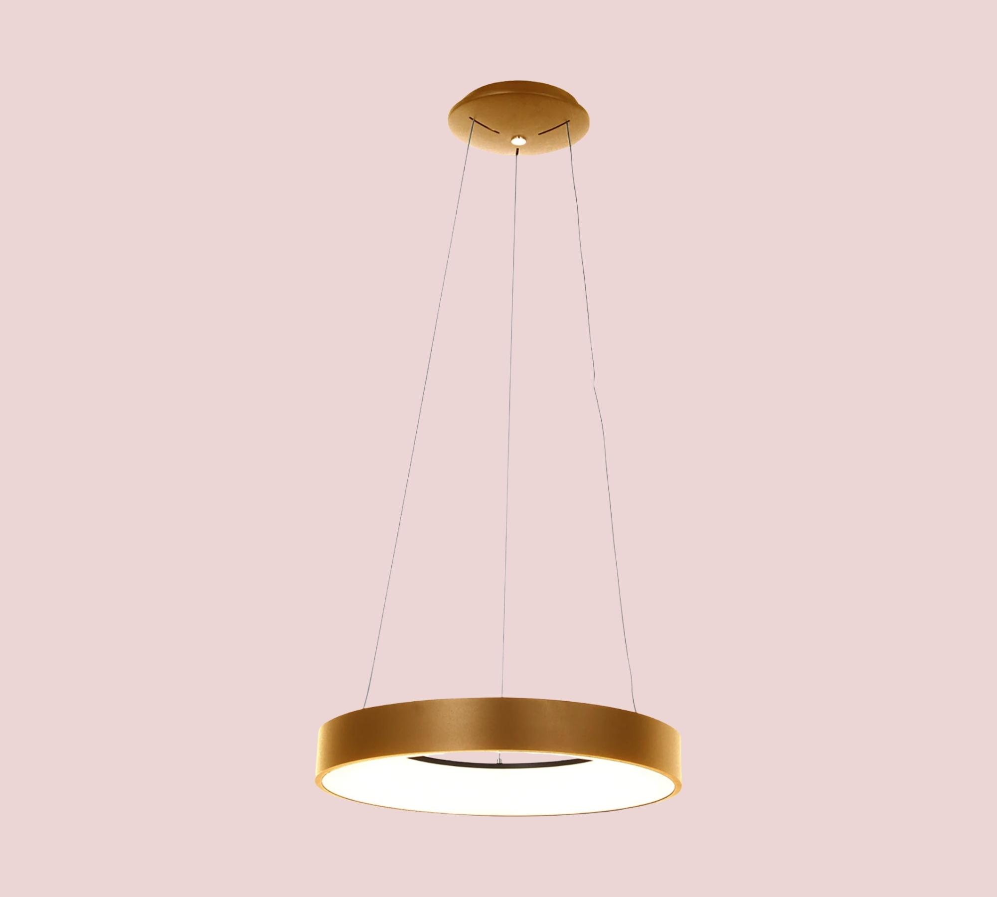 LED pendant light lacquered metal copper