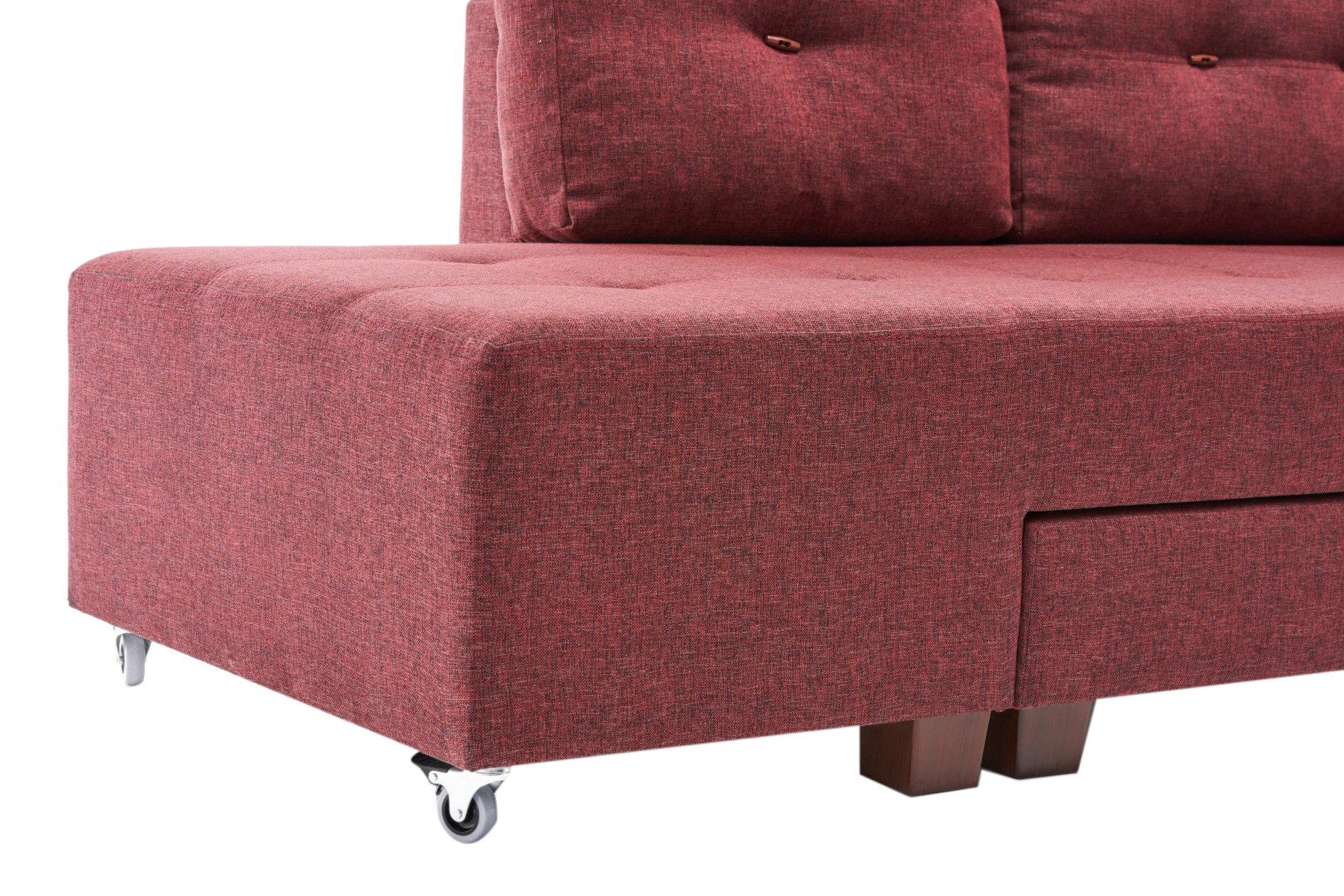 Manama Corner Sofa Bed Left - Claret Red