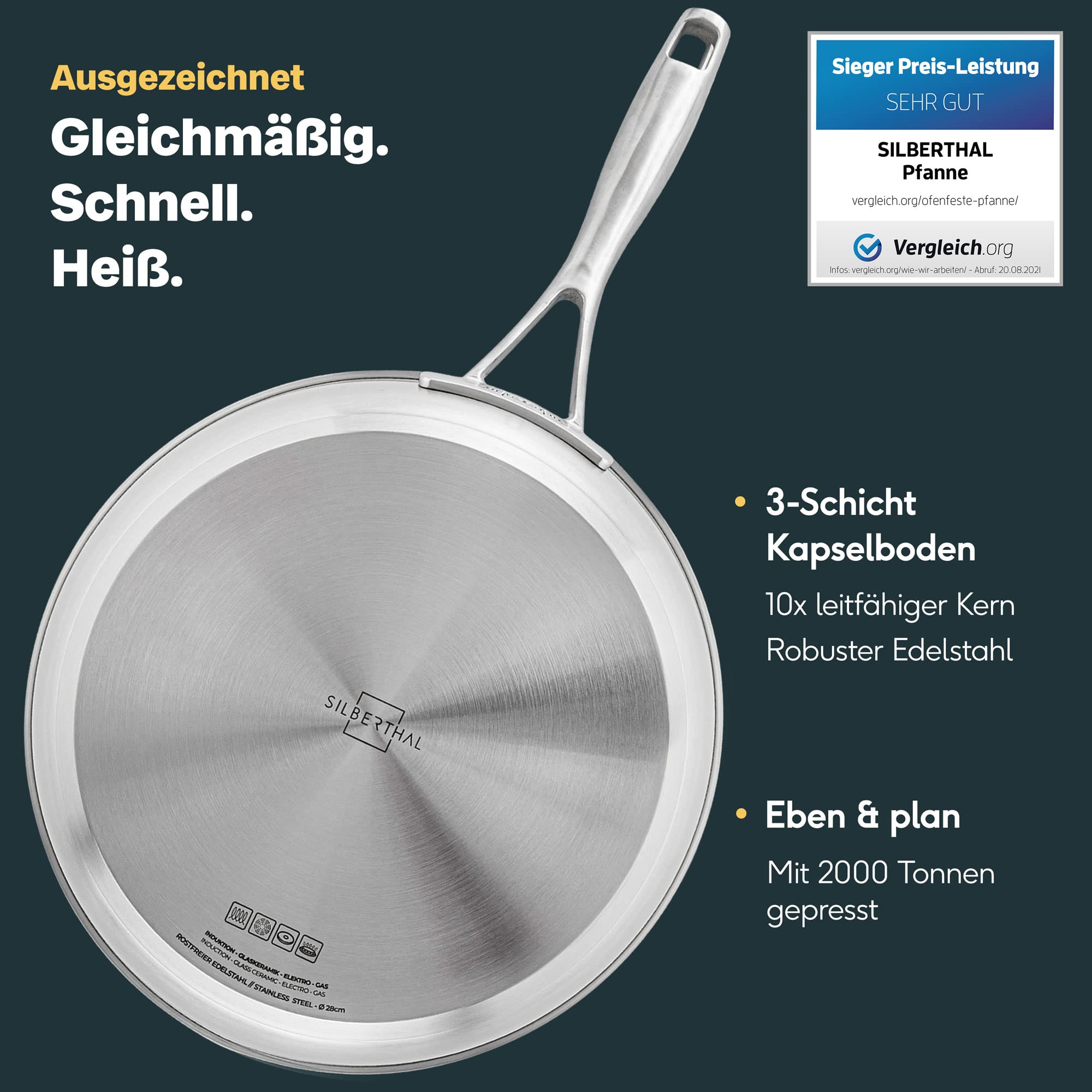 Pfanne Unbeschichtet Edelstahl Silber Ø 28 cm