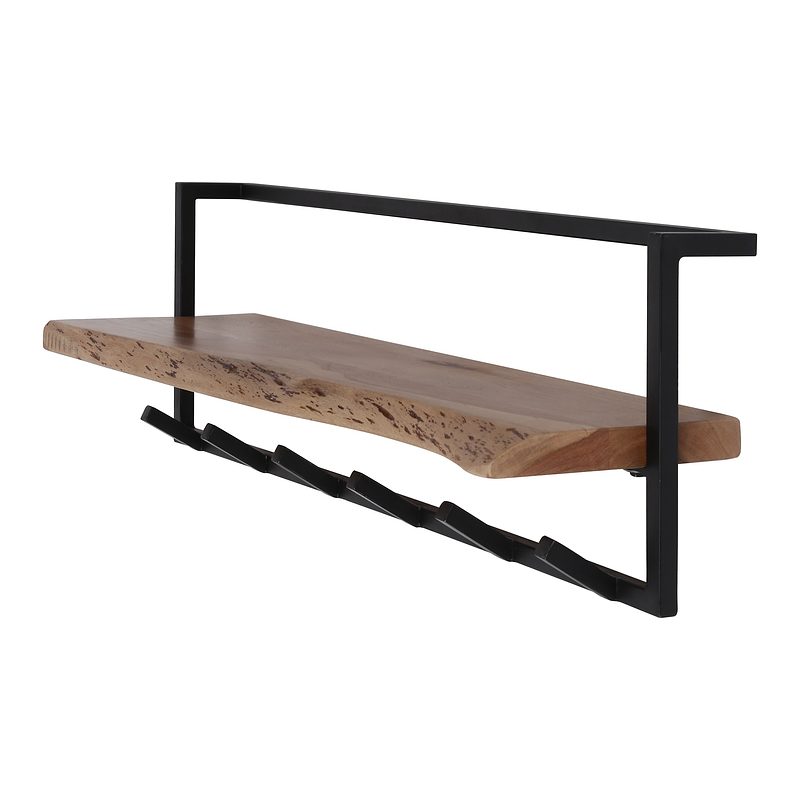 Garderobenleiste mit 6 Haken Holz Metall Schwarz