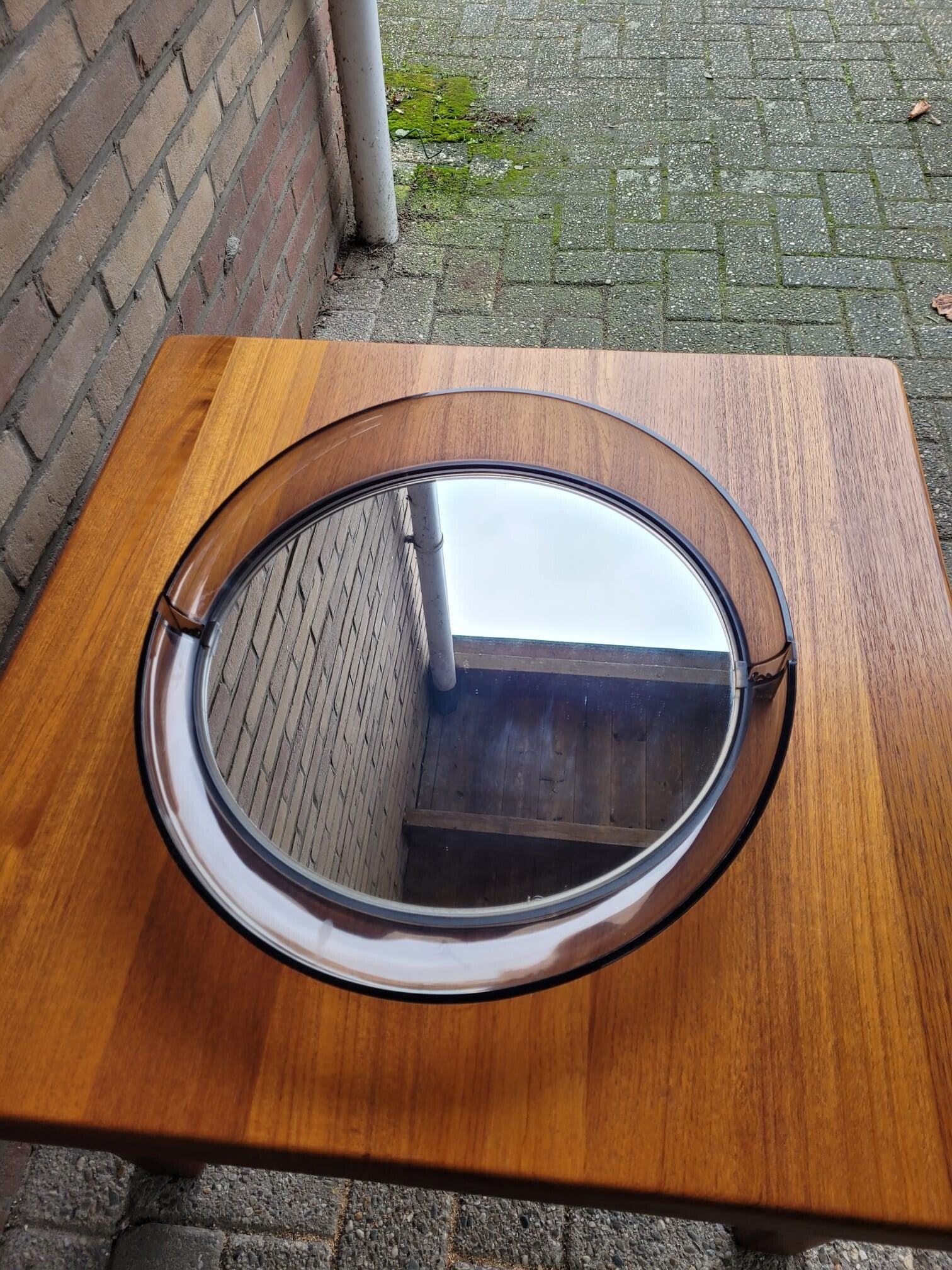 Vintage Spiegel Kunststoff Schwarz Transparent 