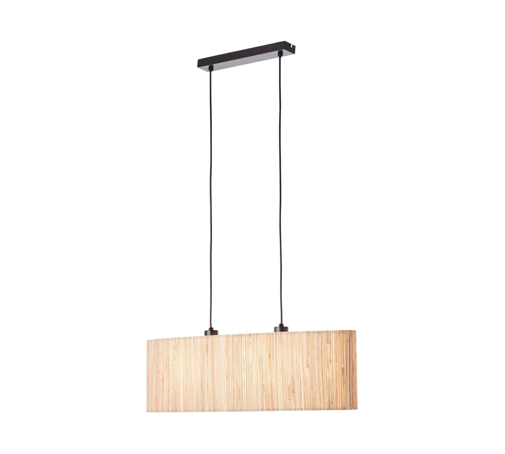2-flame pendant light natural fiber steel light brown