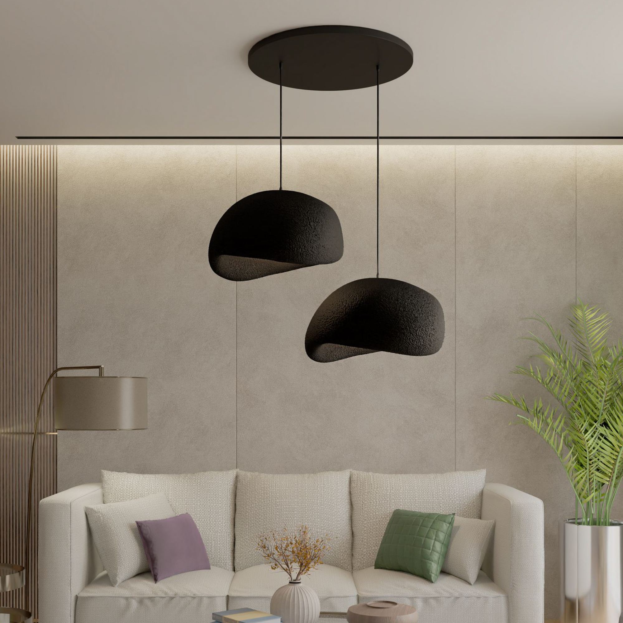 2-Flammig Wabi Sabi Grainbeams Pendelleuchte Schwarz