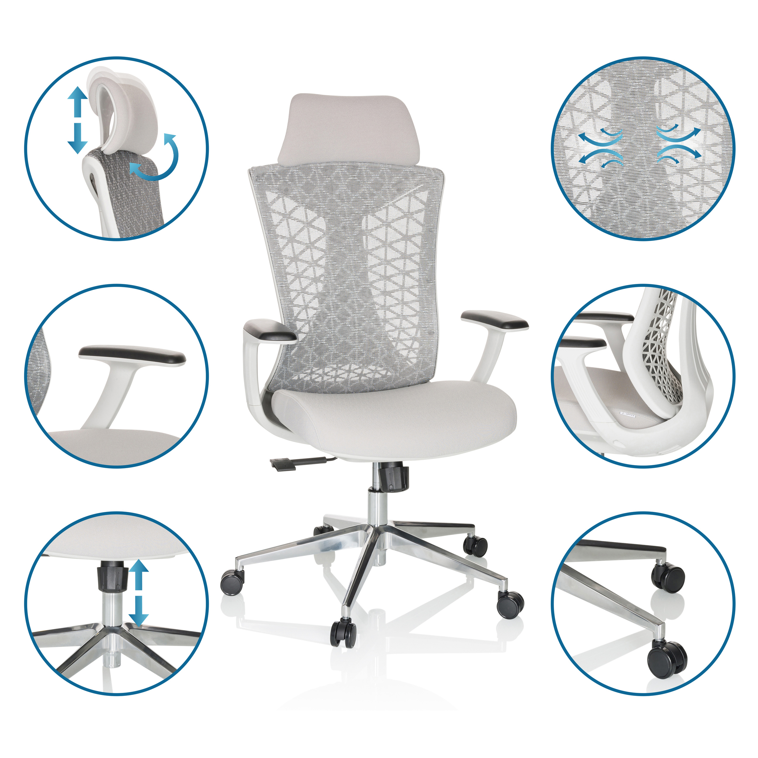 FALEO W Bürostuhl Netzstoff Grau