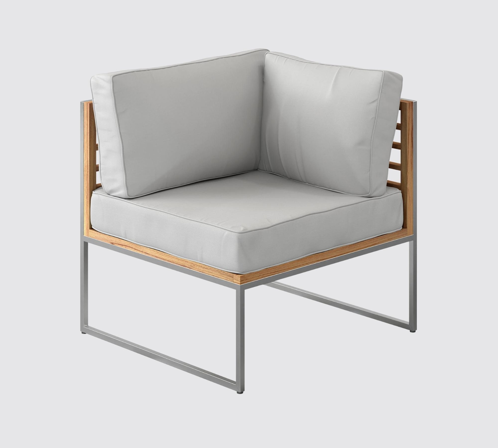 Loungeecke aus gebürstetem Edelstahl mit Teak 