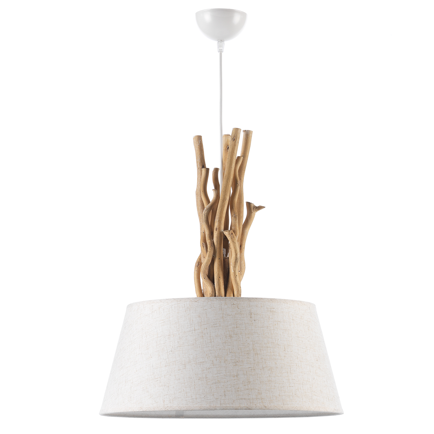 Woody Pendelleuchte Typ A Baumwollstoff Weiß