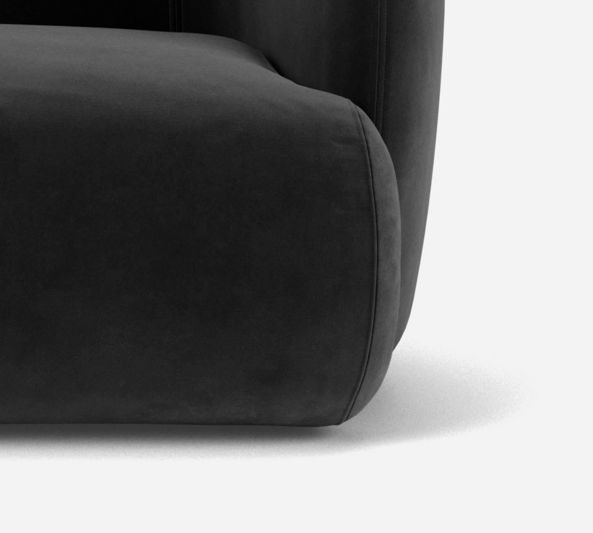 Award-Winning Paula 3-Sitzer Sofa Velour Matt Dark Grey