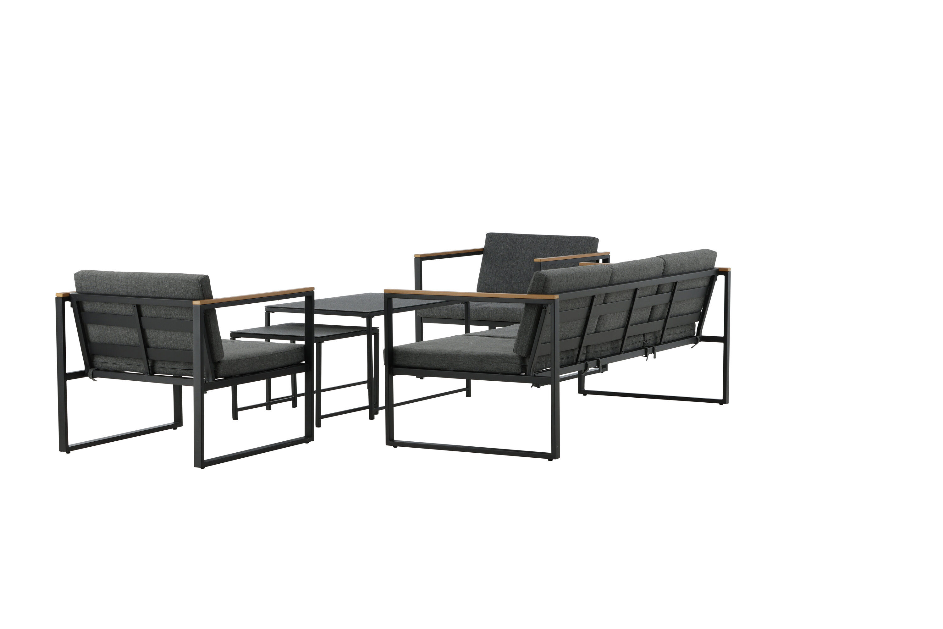 Dakar Sofa Set Steel Textile Grey Black