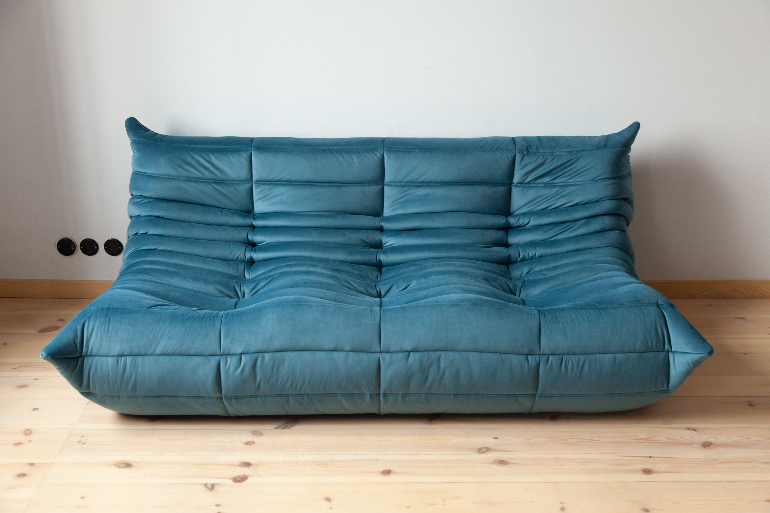 Togo Sofa 3-Sitzer Samt Meerblau