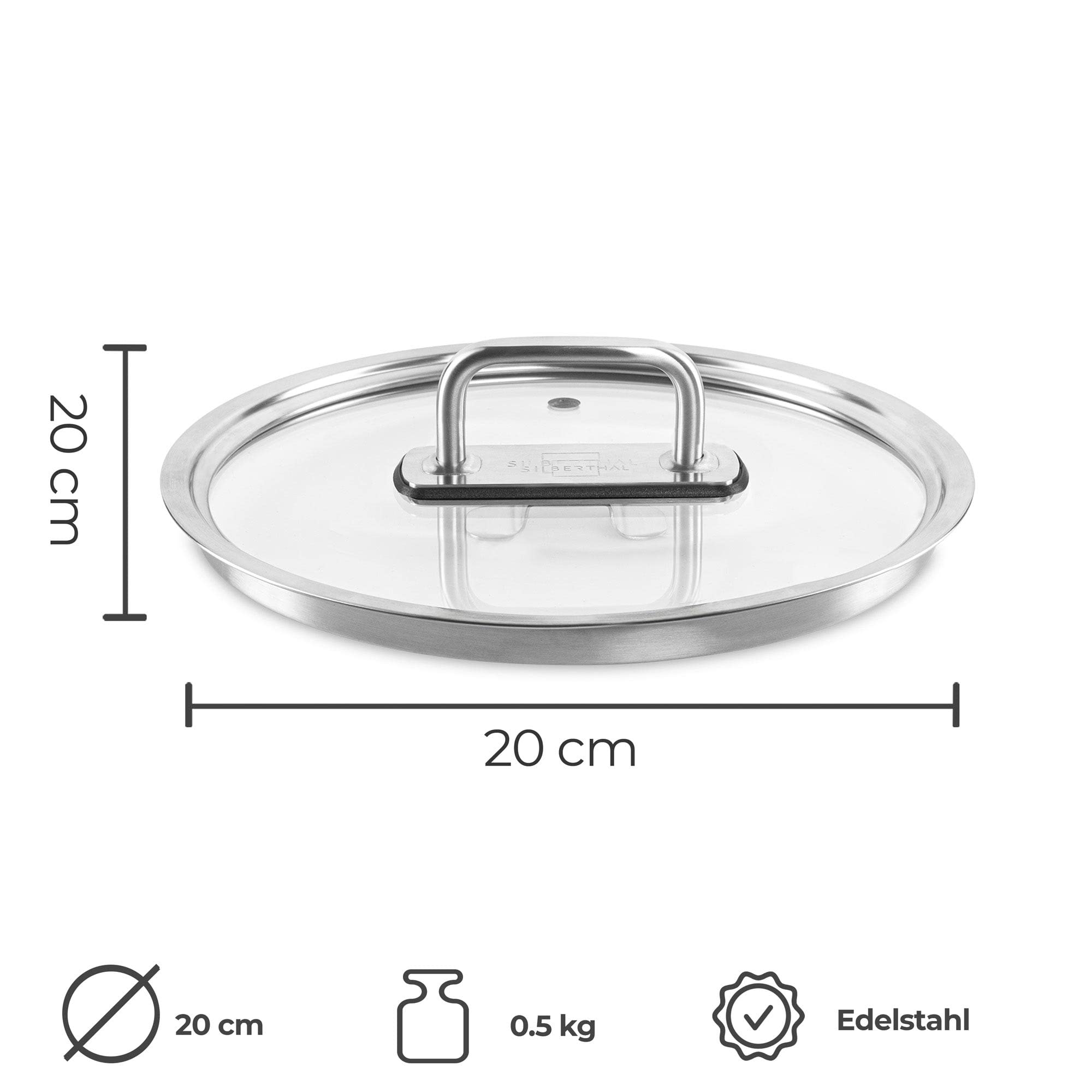 Topfdeckel mit Dampfloch Edelstahl Glas 16cm