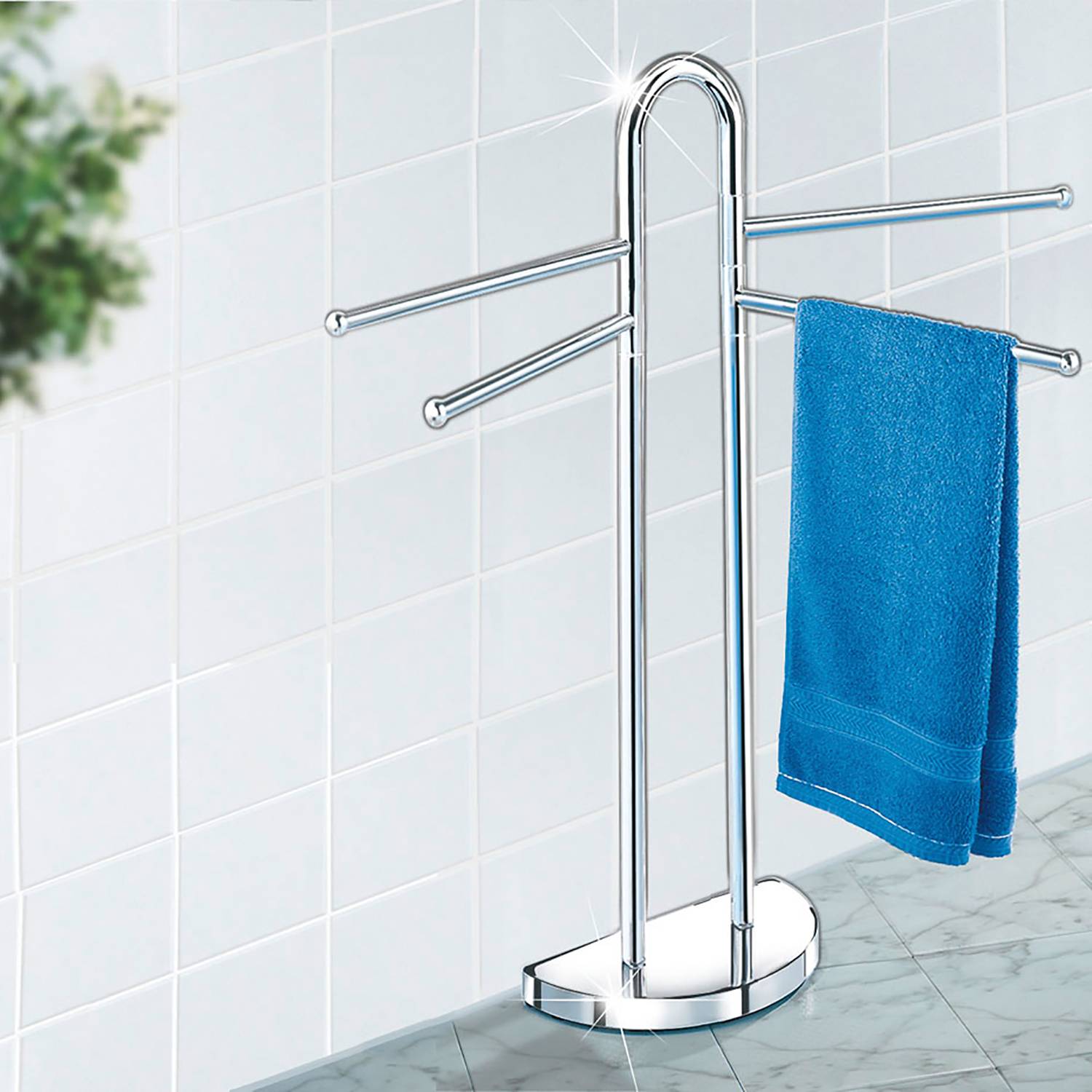 Handtuch & Kleiderständer 4 schwenkbare Arme Chrom
