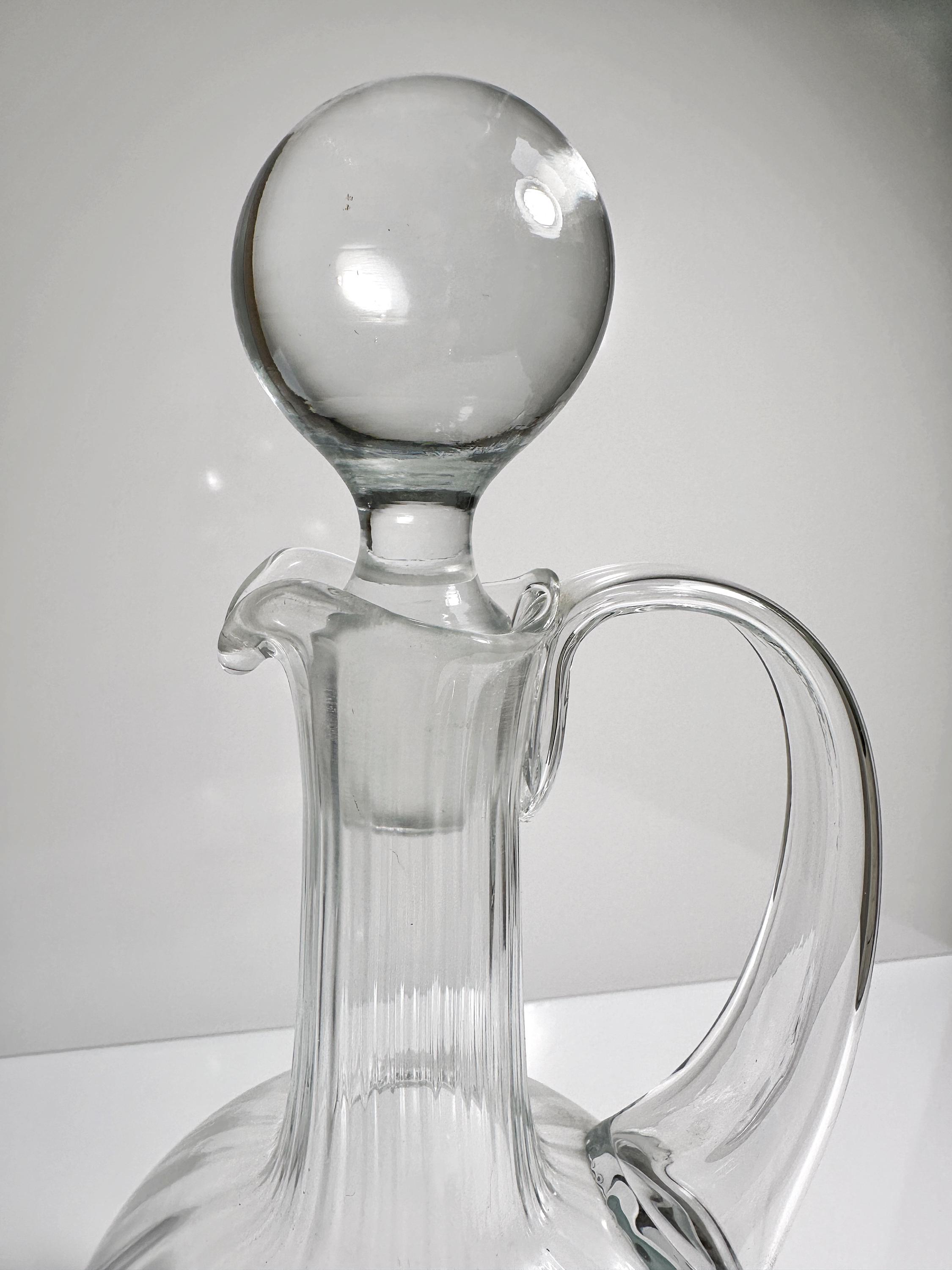 Vintage Wasserkrug Glas Transparent 1950er Jahre