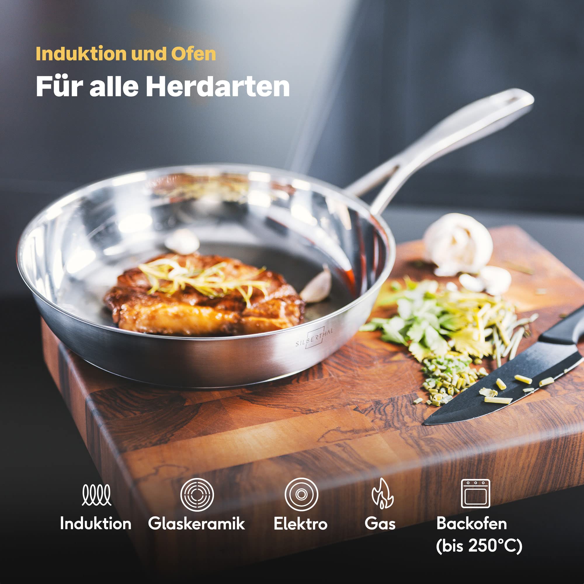 Pfanne Unbeschichtet Edelstahl Silber Ø 28 cm