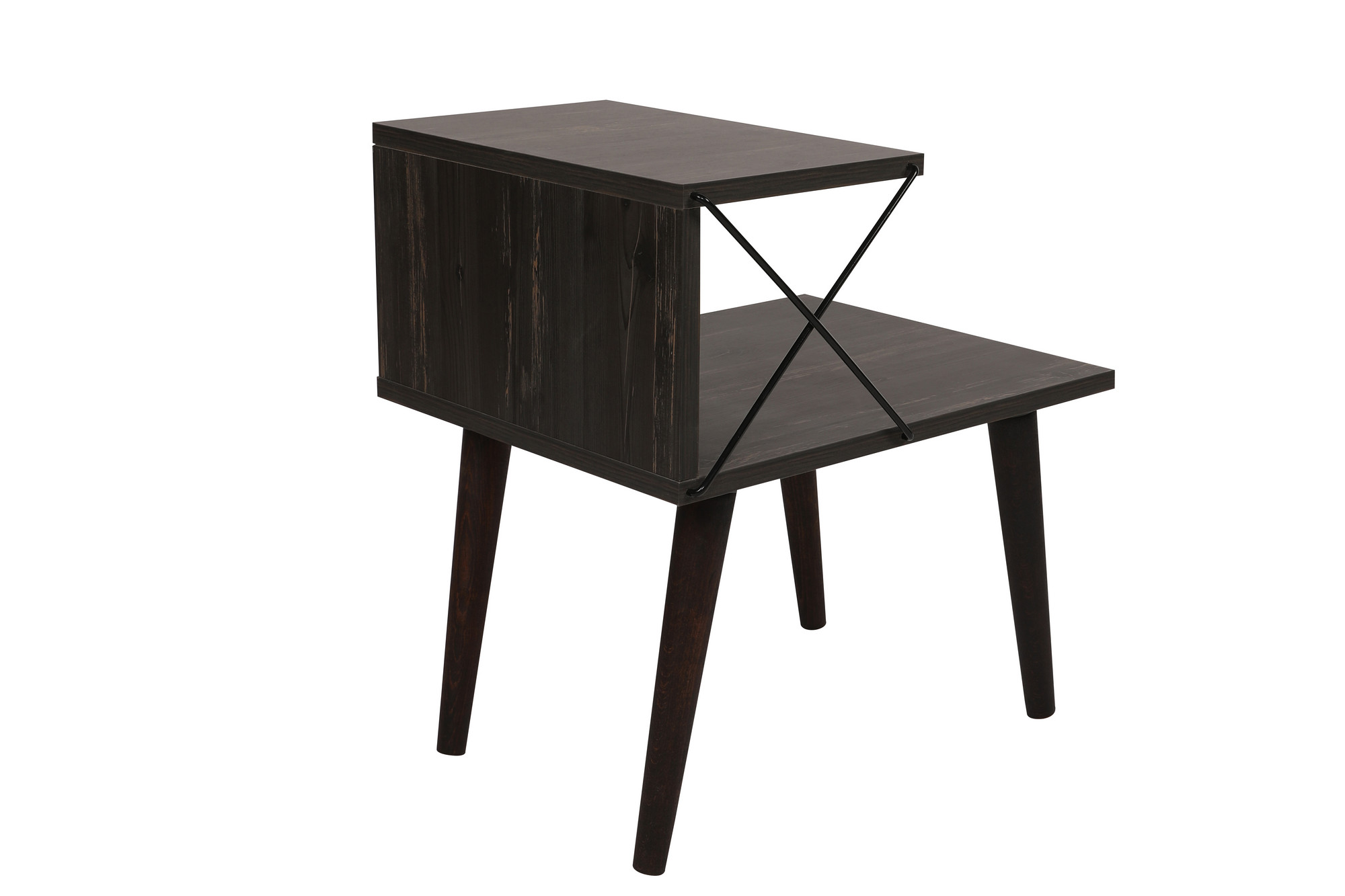 Cross Nightstand Wood Veneer Dark Brown