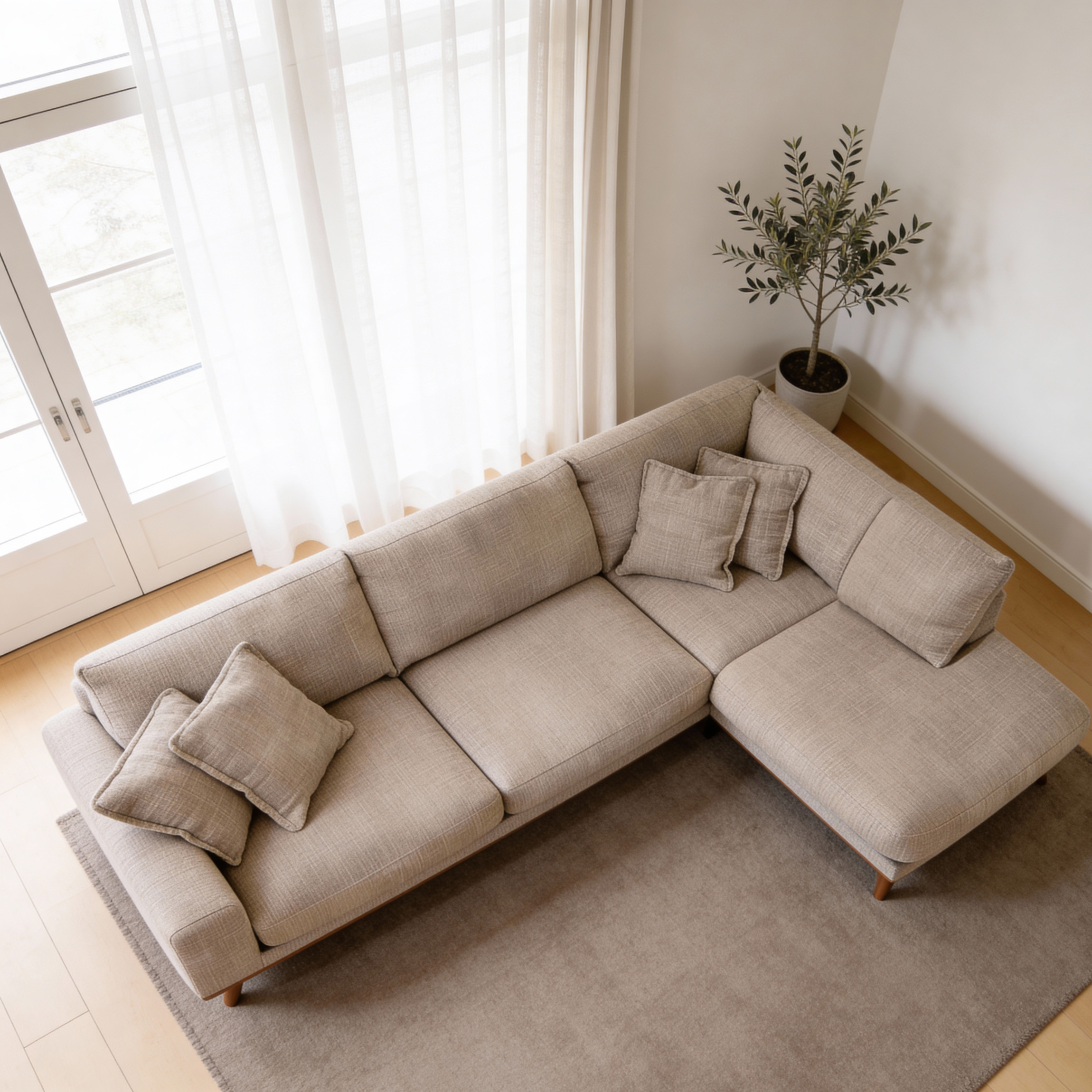  Ecksofa Harper 3-Sitzer Rechts Hellbraun