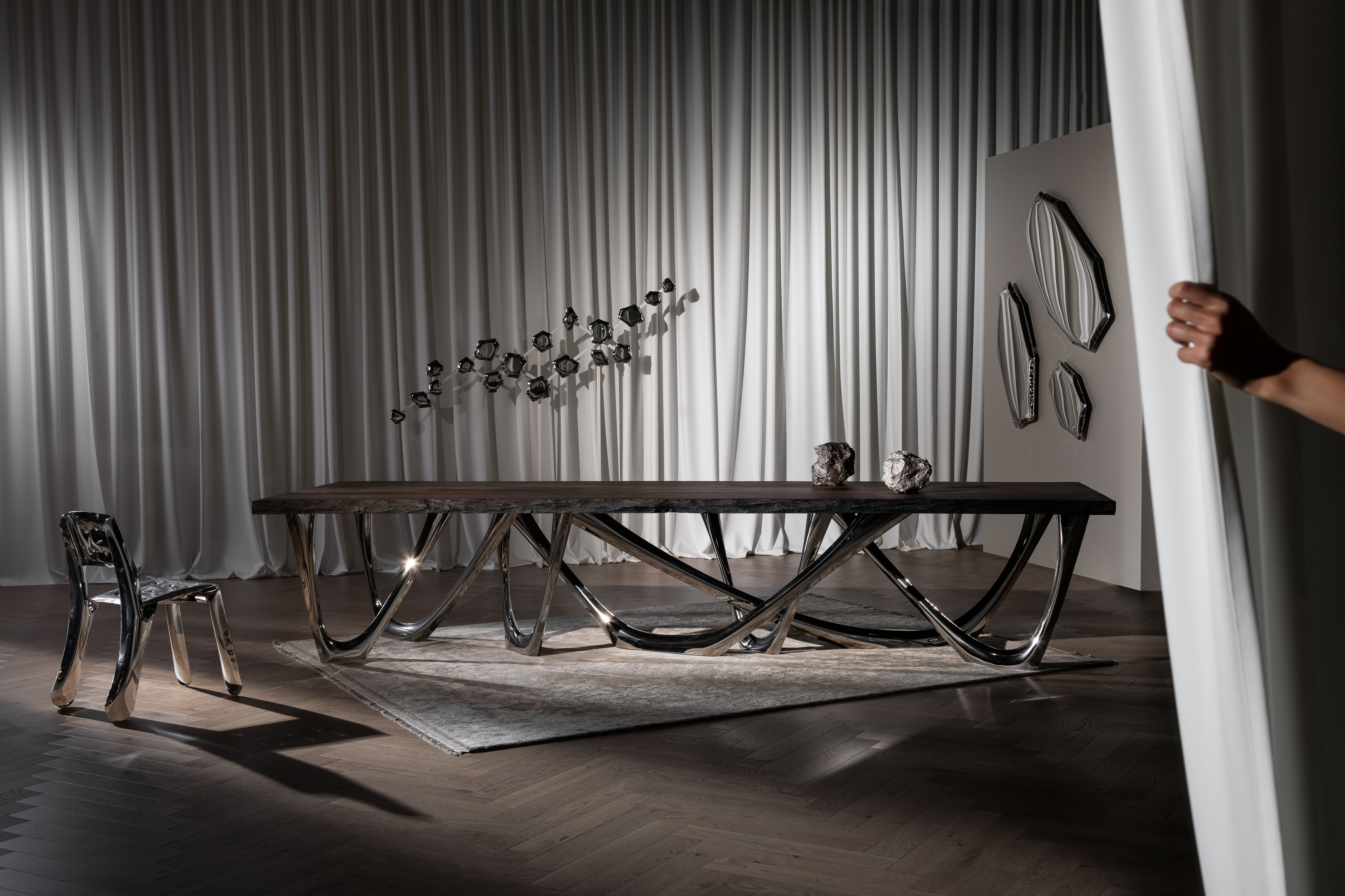 Table Mirror C4.5 Stainless Steel Inox Polished Silver