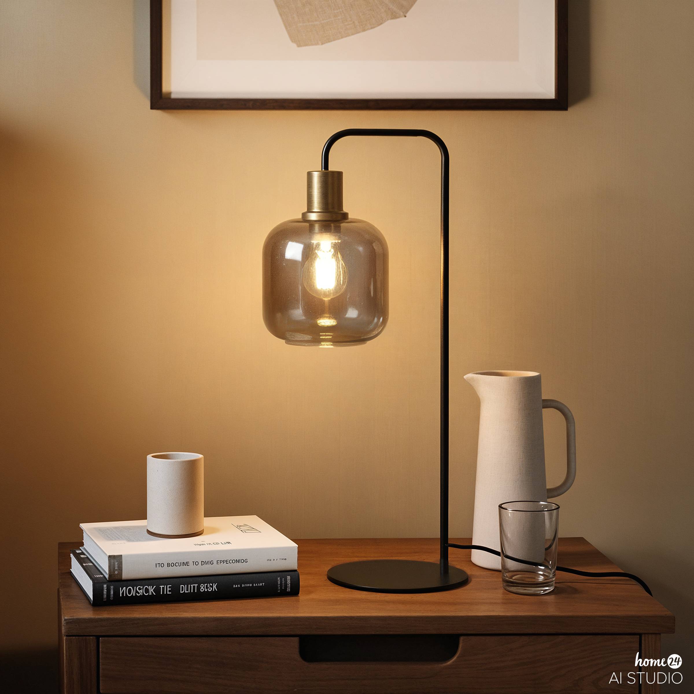 Table lamp MOME Type A 1-Light Smoked glass Iron