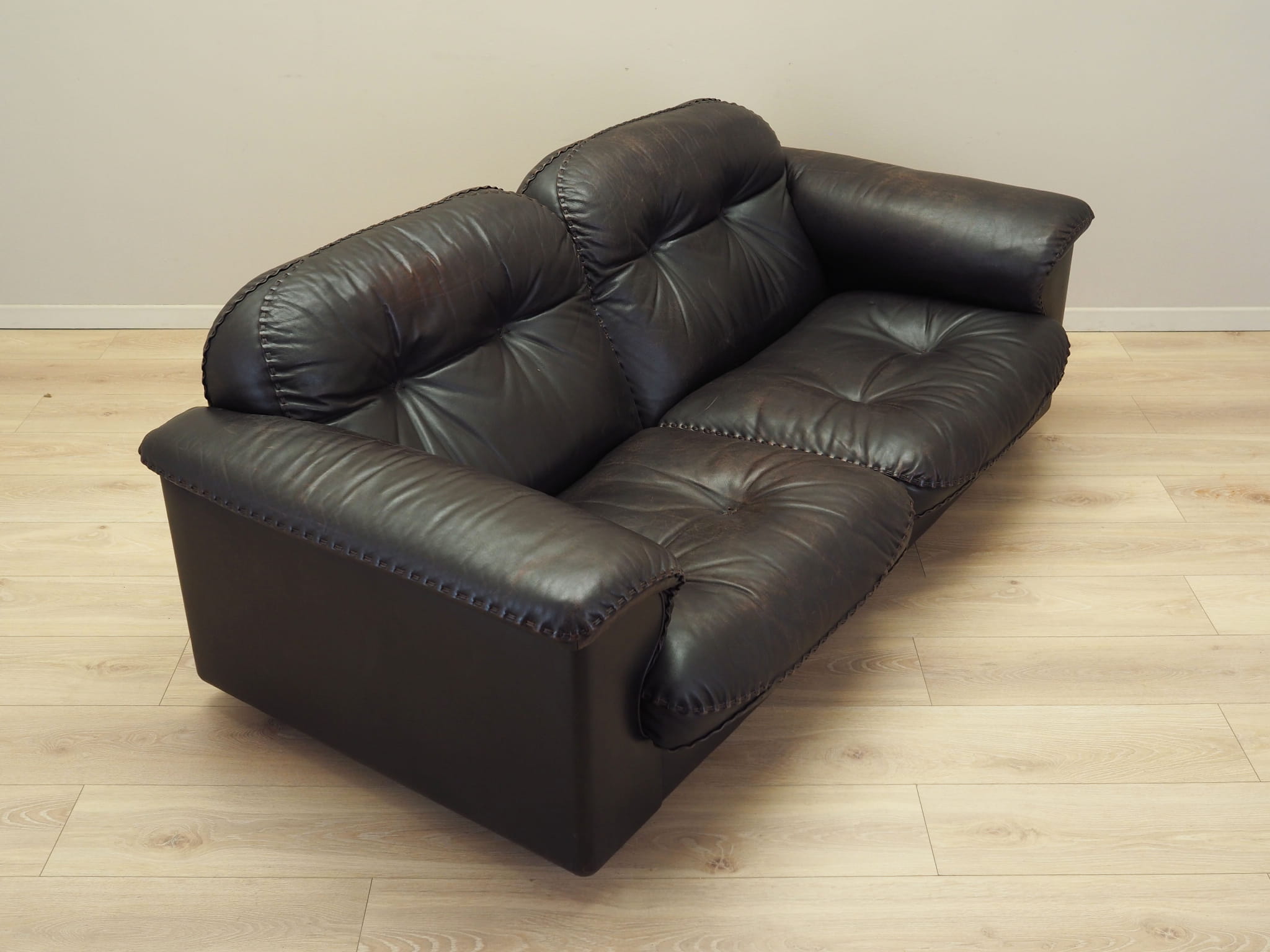 2-Sitzer Sofa Leder Dunkelbraun 1970er Jahre