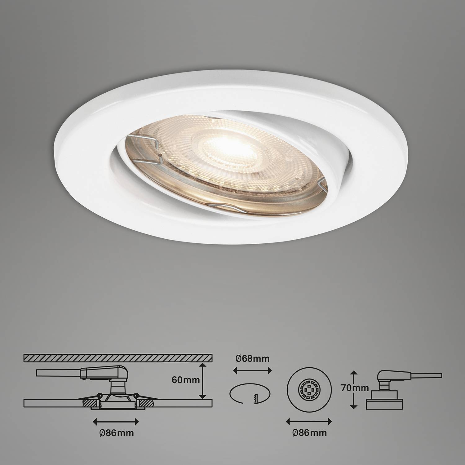 LED-Einbauleuchte Sten II Eisen Weiß