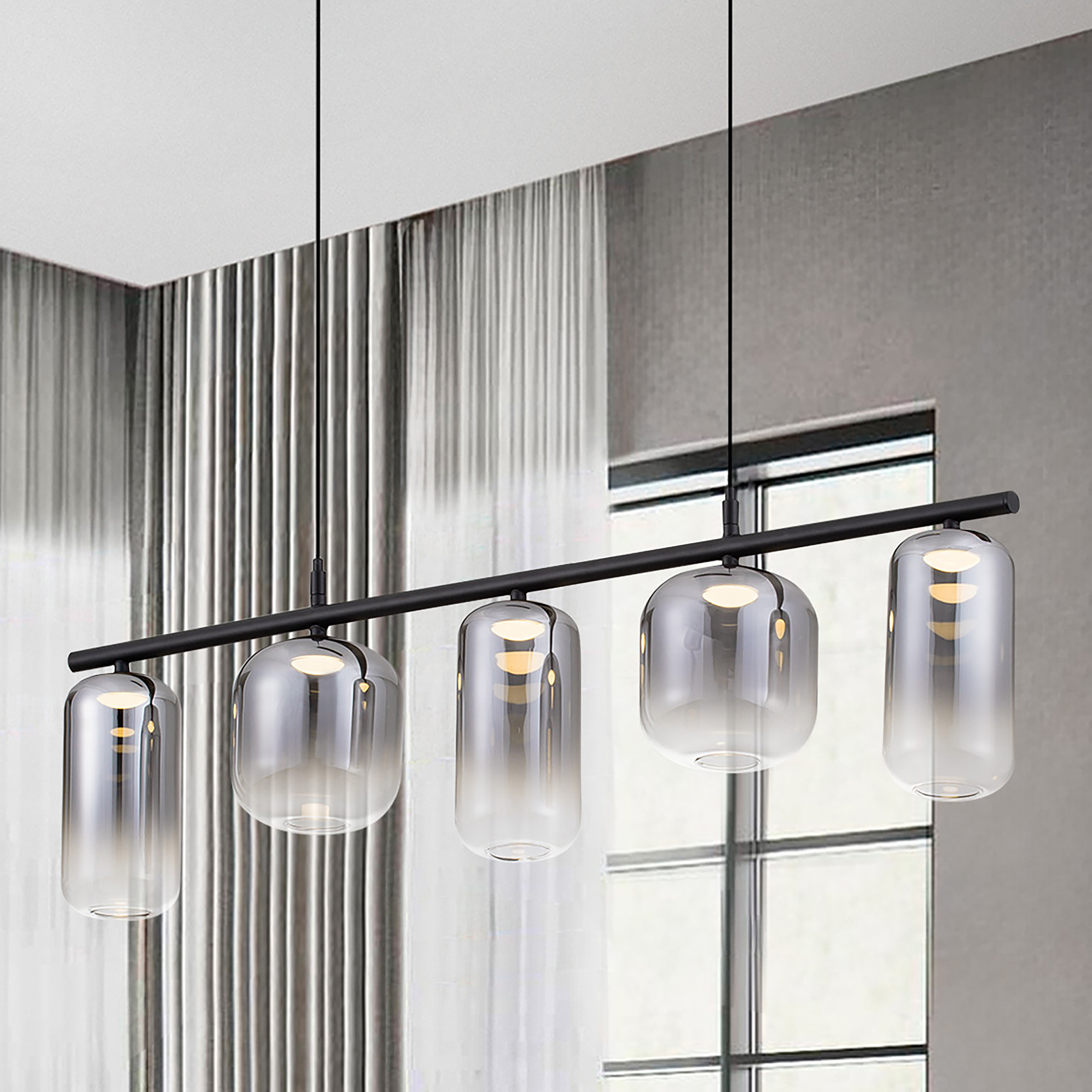 Pendelleuchte Aelia Typ C Aluminium Rauchglas Grau